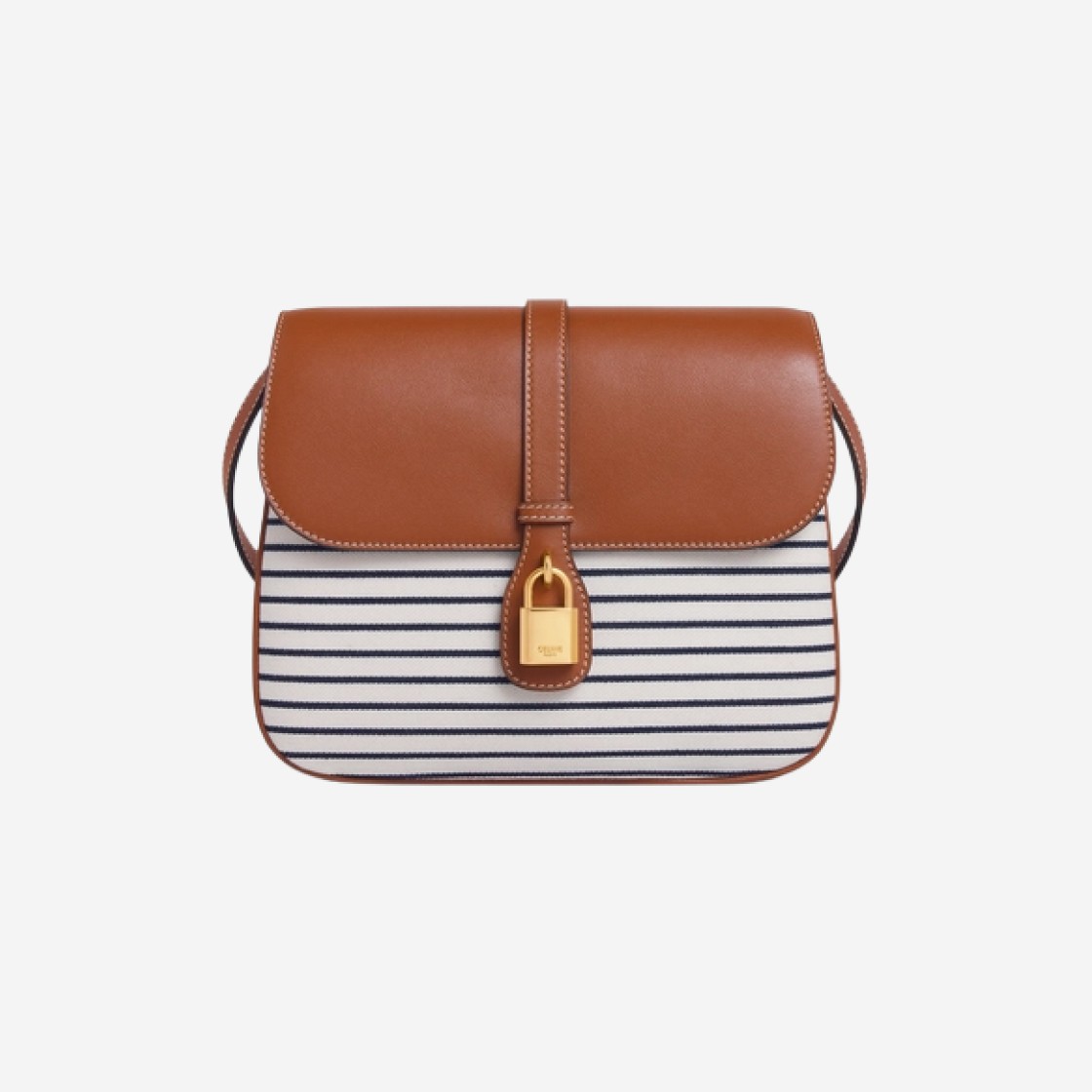 Celine Medium Tabou in Striped Textile and Calfskin Navy Tan 상세 이미지 1