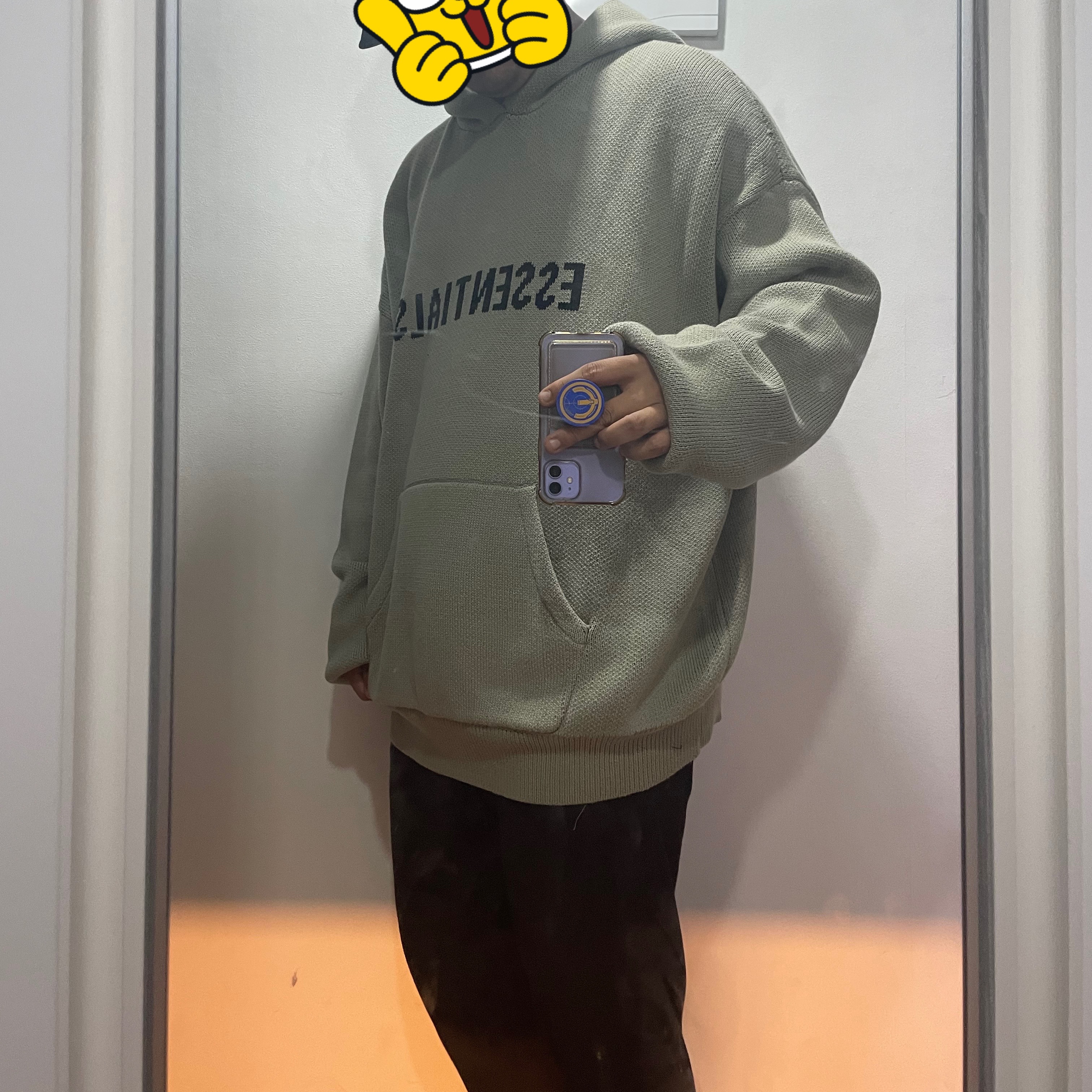 Essentials Knit Pullover Hoodie Pistachio - 21FW 착용 스타일