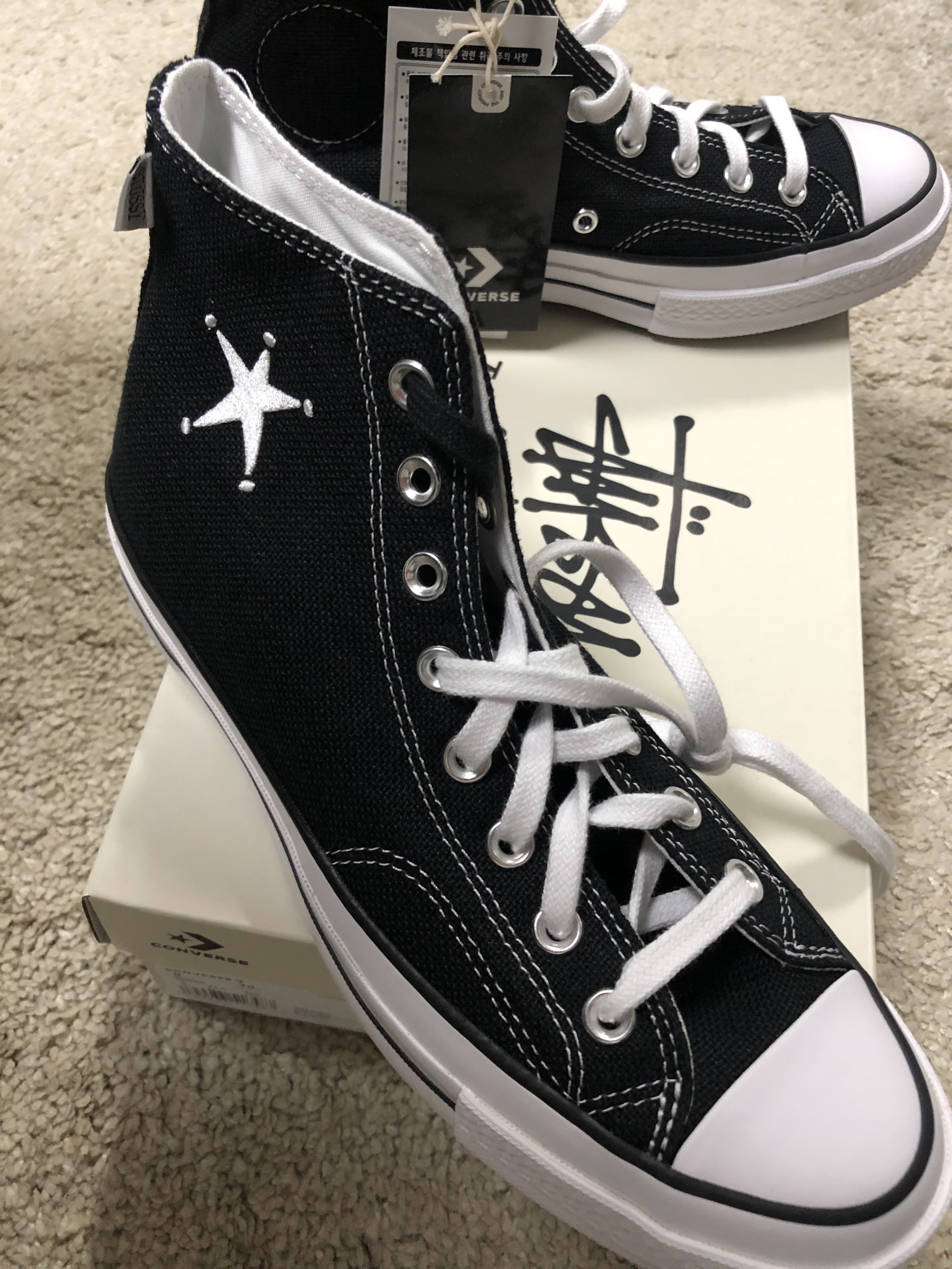 Converse x Stussy Chuck 70 High Black ์ฐฉ์ฉ ์คํ์ผ