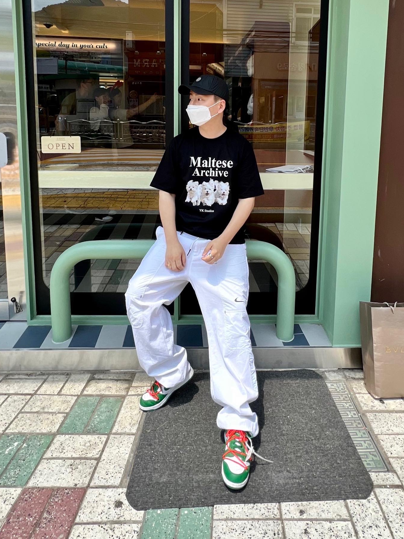 Nike x Off-White NRG Pants White, Nike x Off-White Dunk Low Pine Green 착용 스타일 - 3