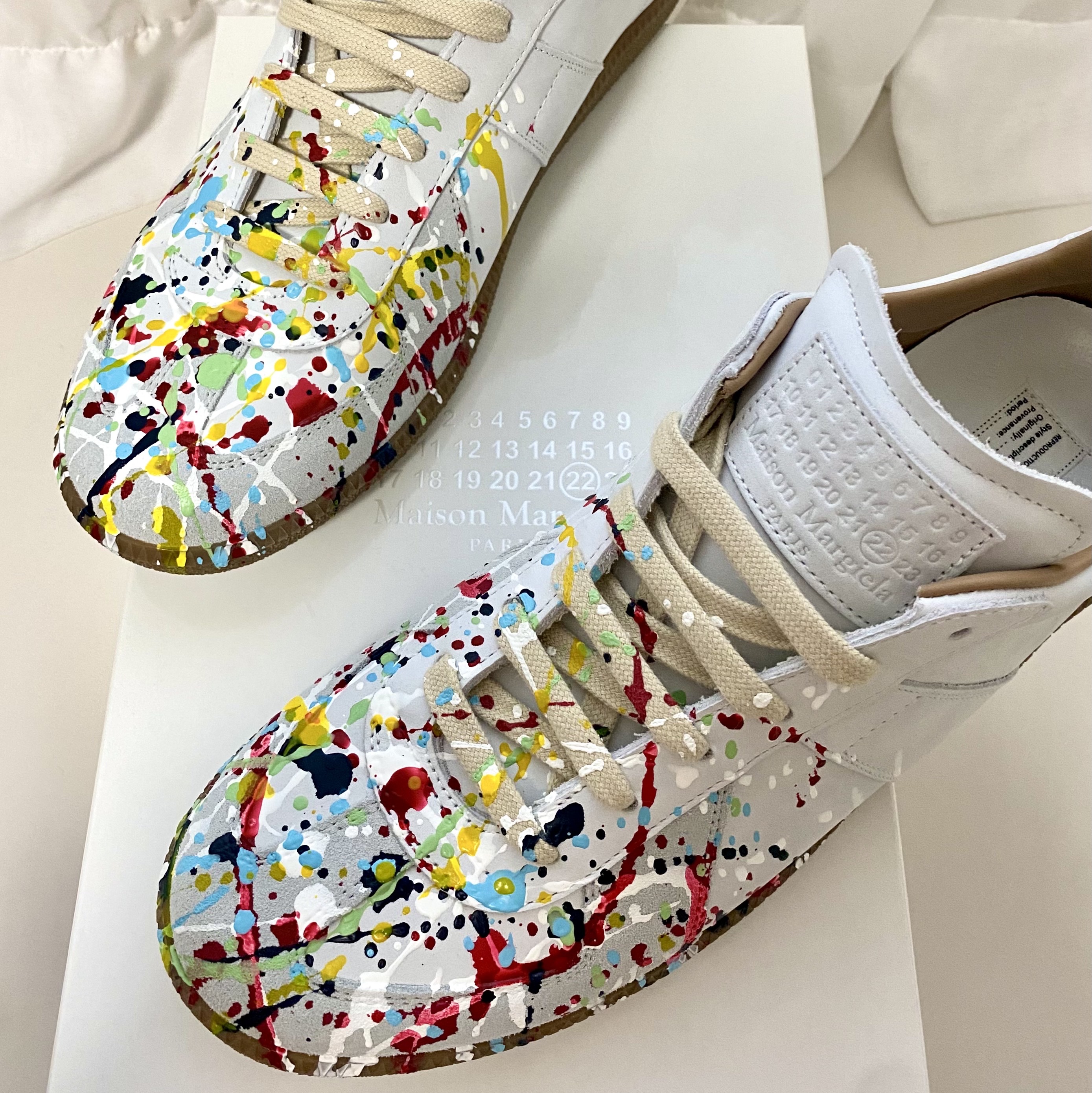 Maison Margiela Replica Paint Drop Sneakers 착용 스타일