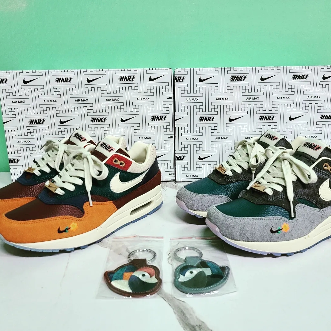 Nike x Kasina Air Max 1 SP Won-Ang Particle Grey, Nike x Kasina Air Max 1 SP Won-Ang Orange 착용 스타일 - 1