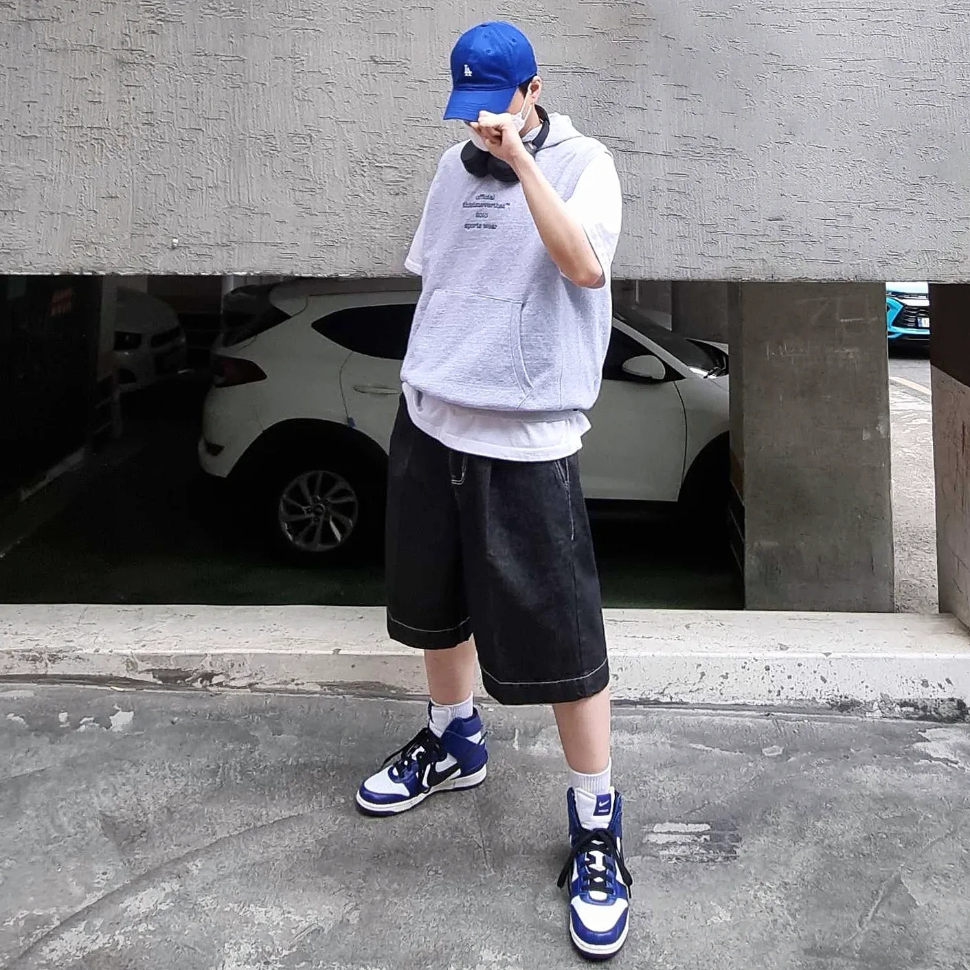 Nike x Ambush Dunk High Deep Royal Blue 착용 스타일 - 1