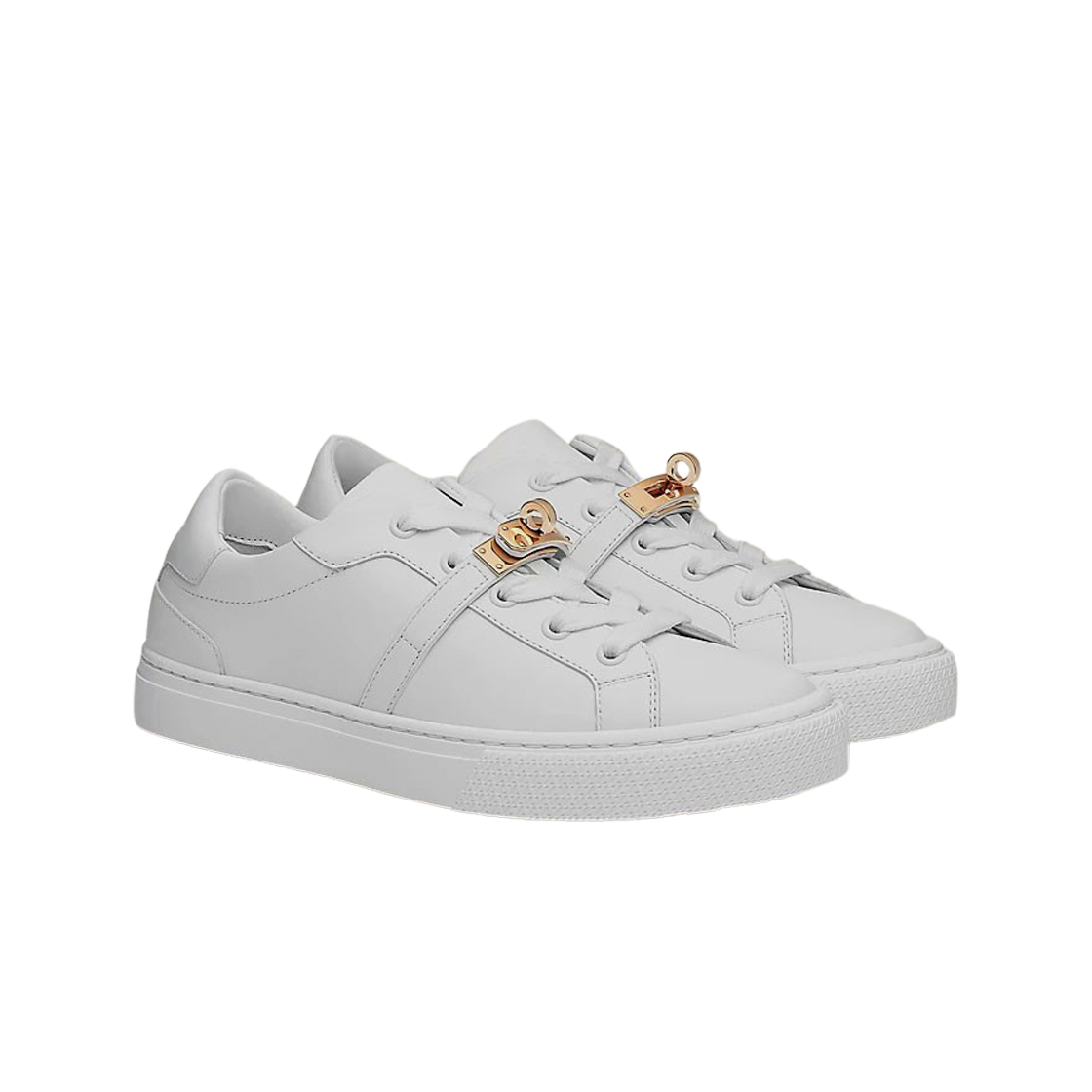 (W) 에르메스 데이 스니커즈 카프스킨 & 로즈 골드 하드웨어 블랑((W) Hermes Day Sneakers Calfskin & Rose Gold Blanc) - 2