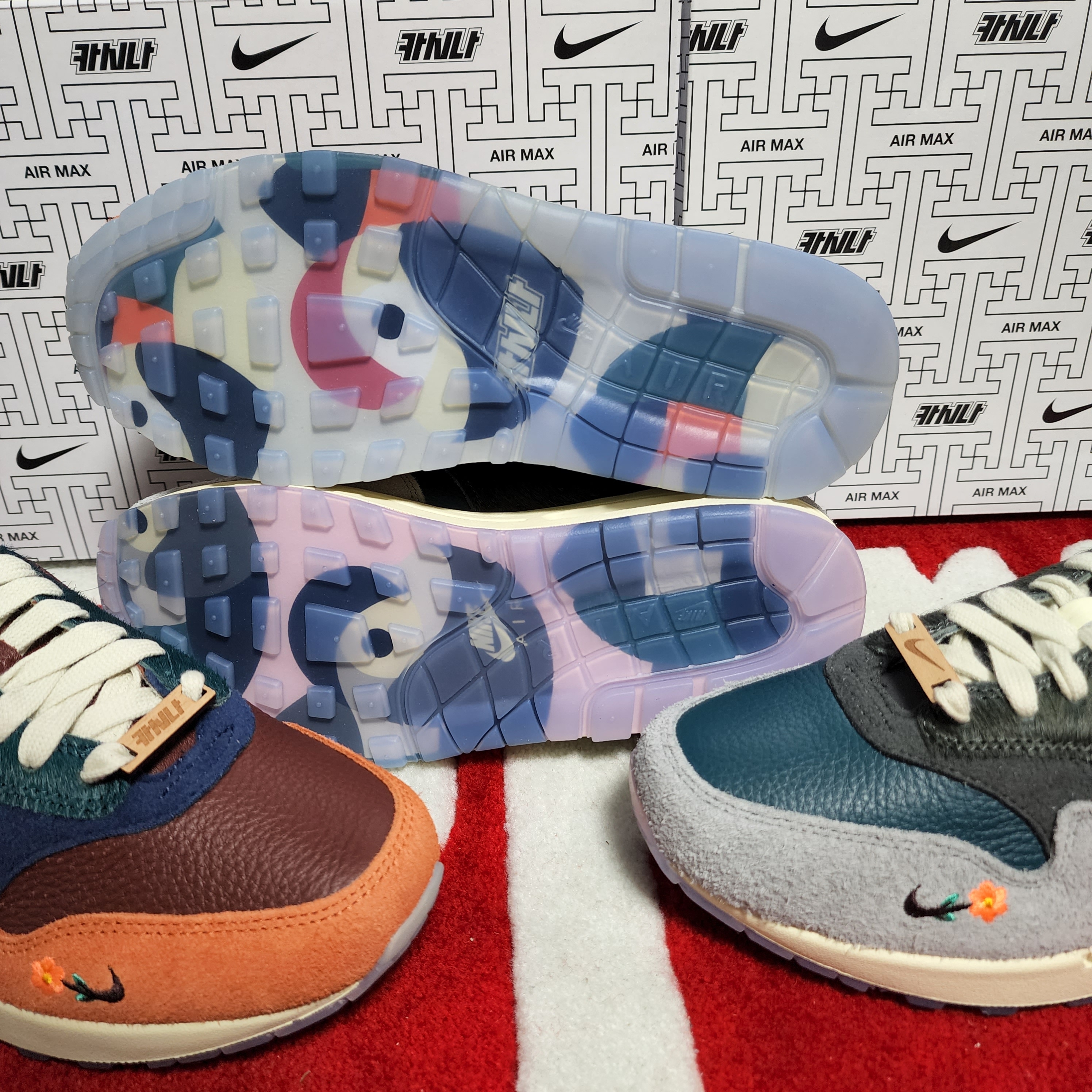 Nike x Kasina Air Max 1 SP Won-Ang Particle Grey, Nike x Kasina Air Max 1 SP Won-Ang Orange 착용 스타일 - 1