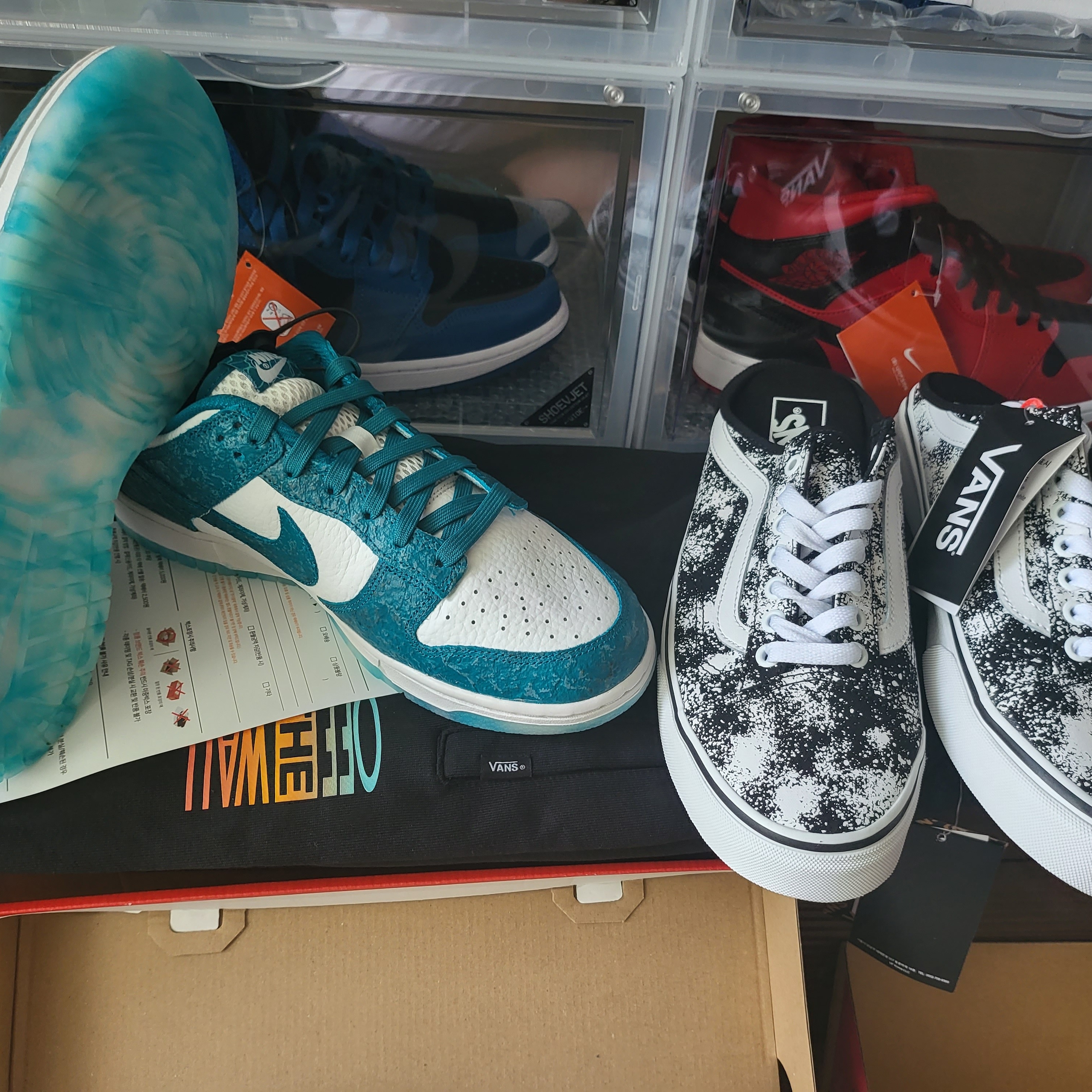 (W) Nike Dunk Low Ocean, Vans Style 36 Bandana Black 착용 스타일 - 2