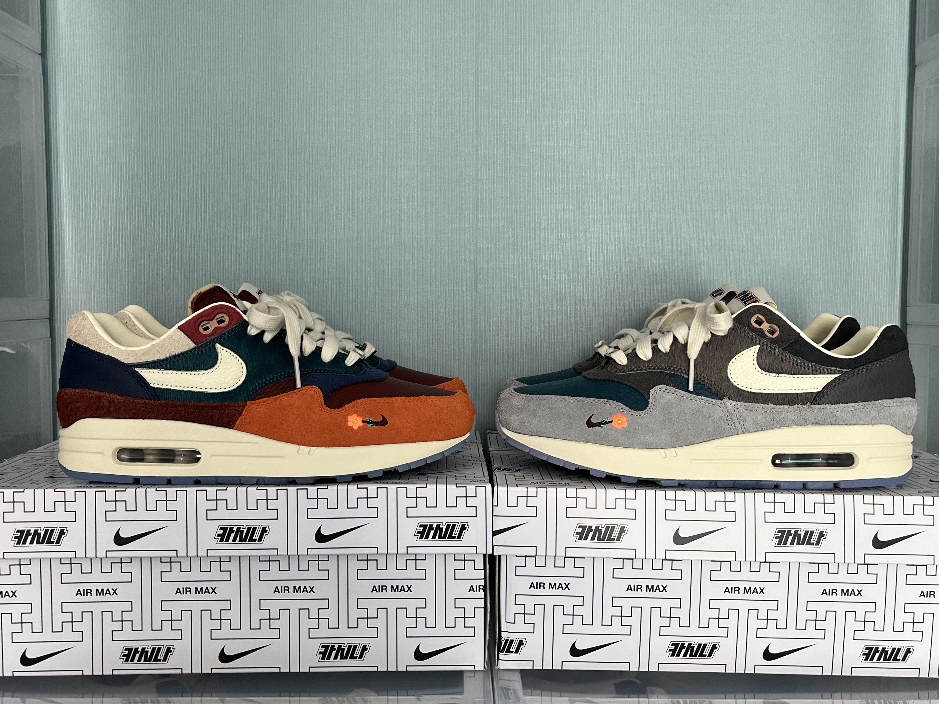 Nike x Kasina Air Max 1 SP Won-Ang Particle Grey, Nike x Kasina Air Max 1 SP Won-Ang Orange 착용 스타일 - 2