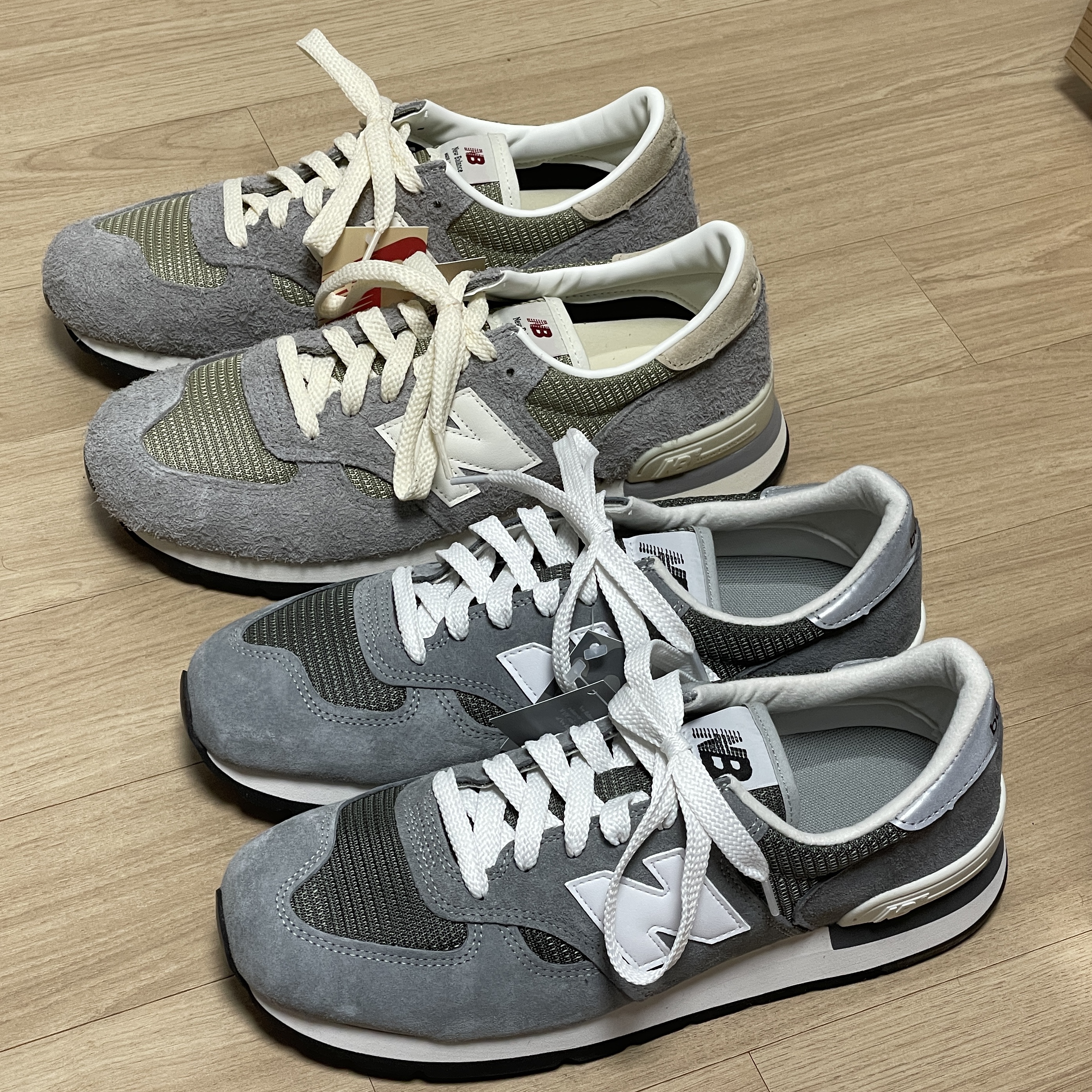 New Balance 990v1 Made in USA Marblehead Incense, New Balance 990v1 Made in USA Grey White 착용 스타일
