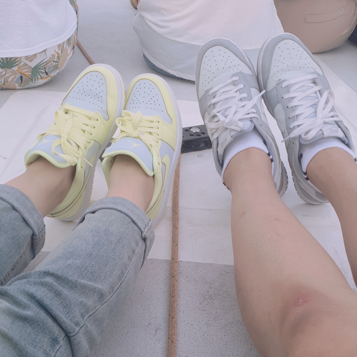 (W) Jordan 1 Low Citron Tint, Nike Dunk Low Retro Wolf Grey 착용 스타일