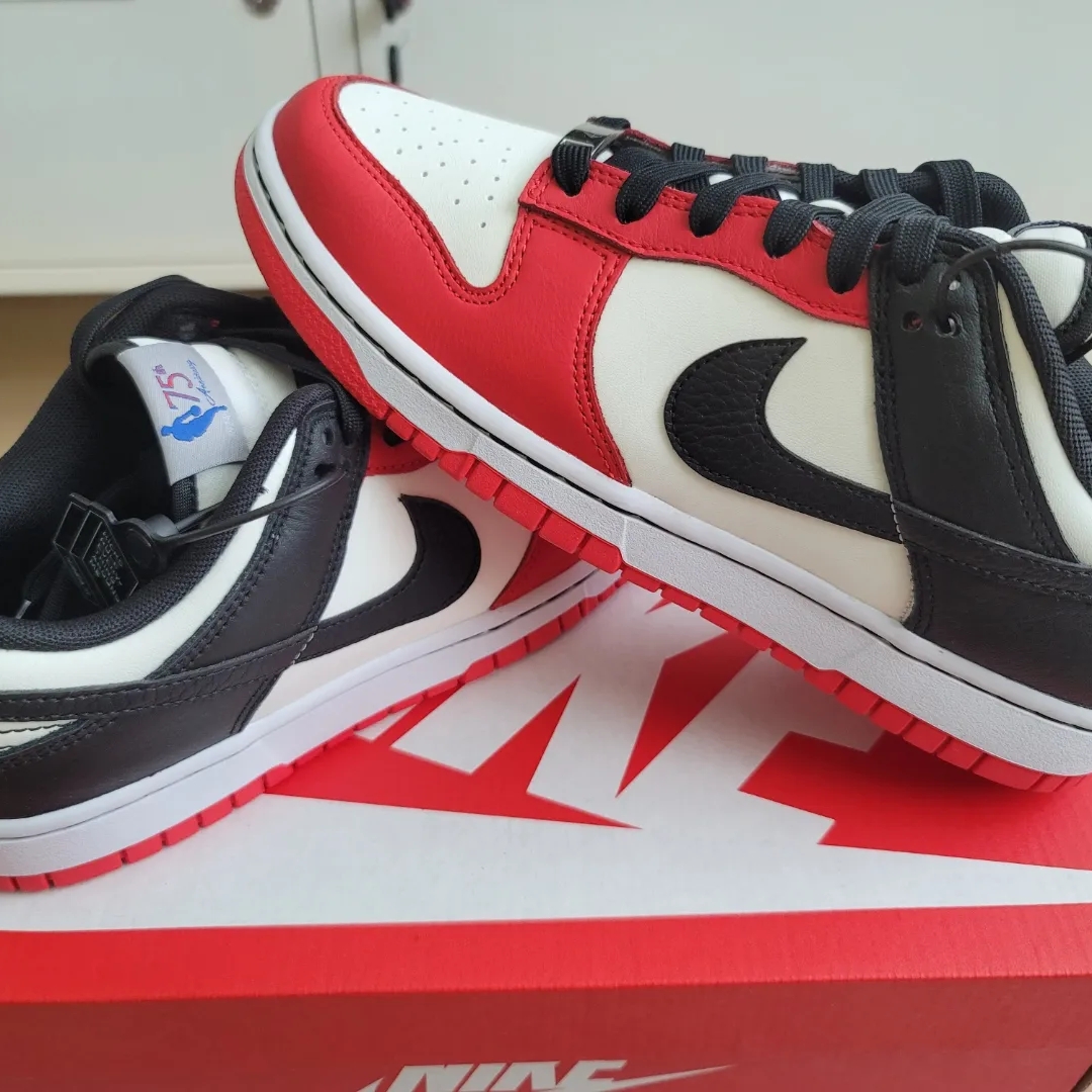 Nike x NBA Dunk Low Retro EMB Black and Chile Red 착용 스타일 - 3