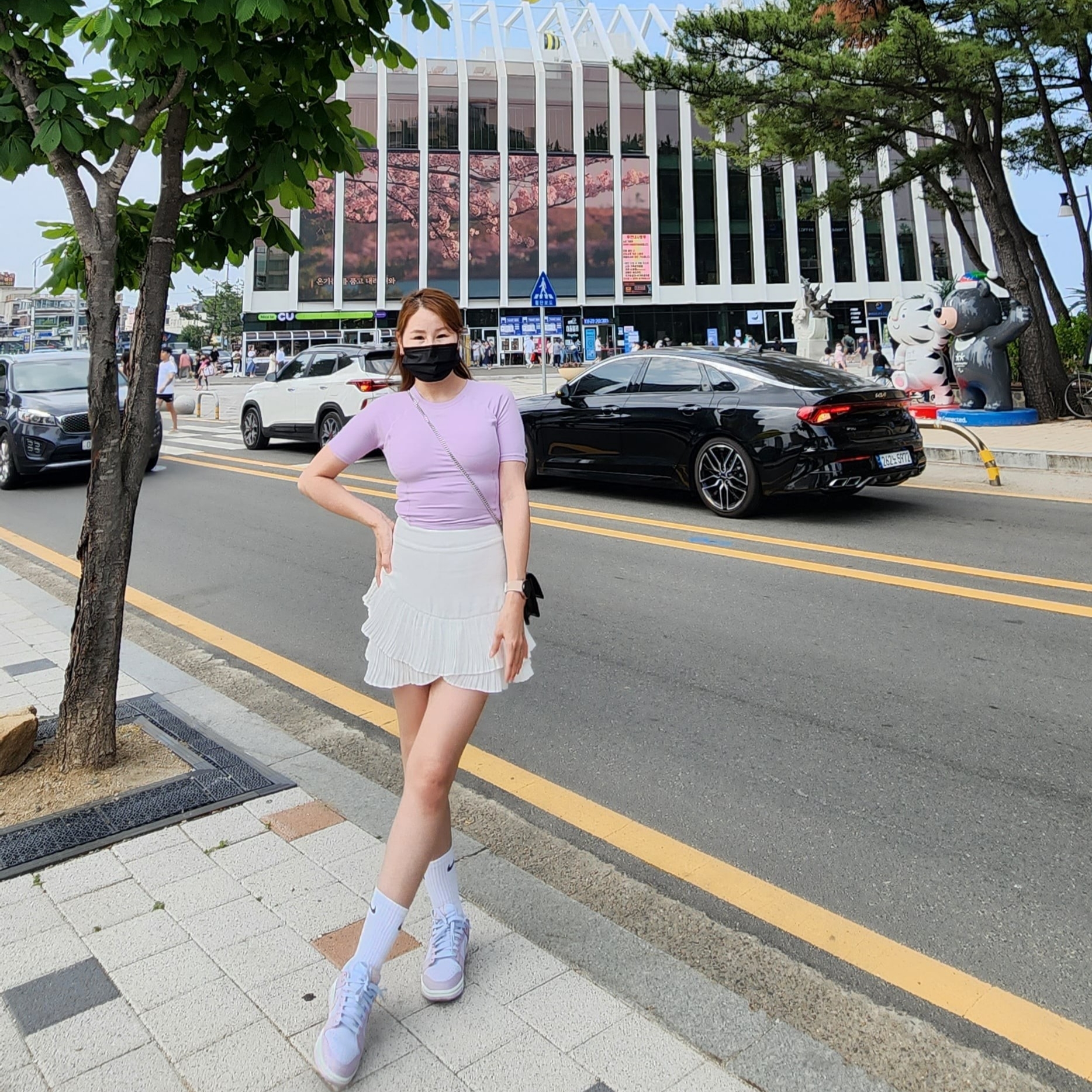 (W) Nike Dunk Low Atmosphere Pink 착용 스타일 - 2