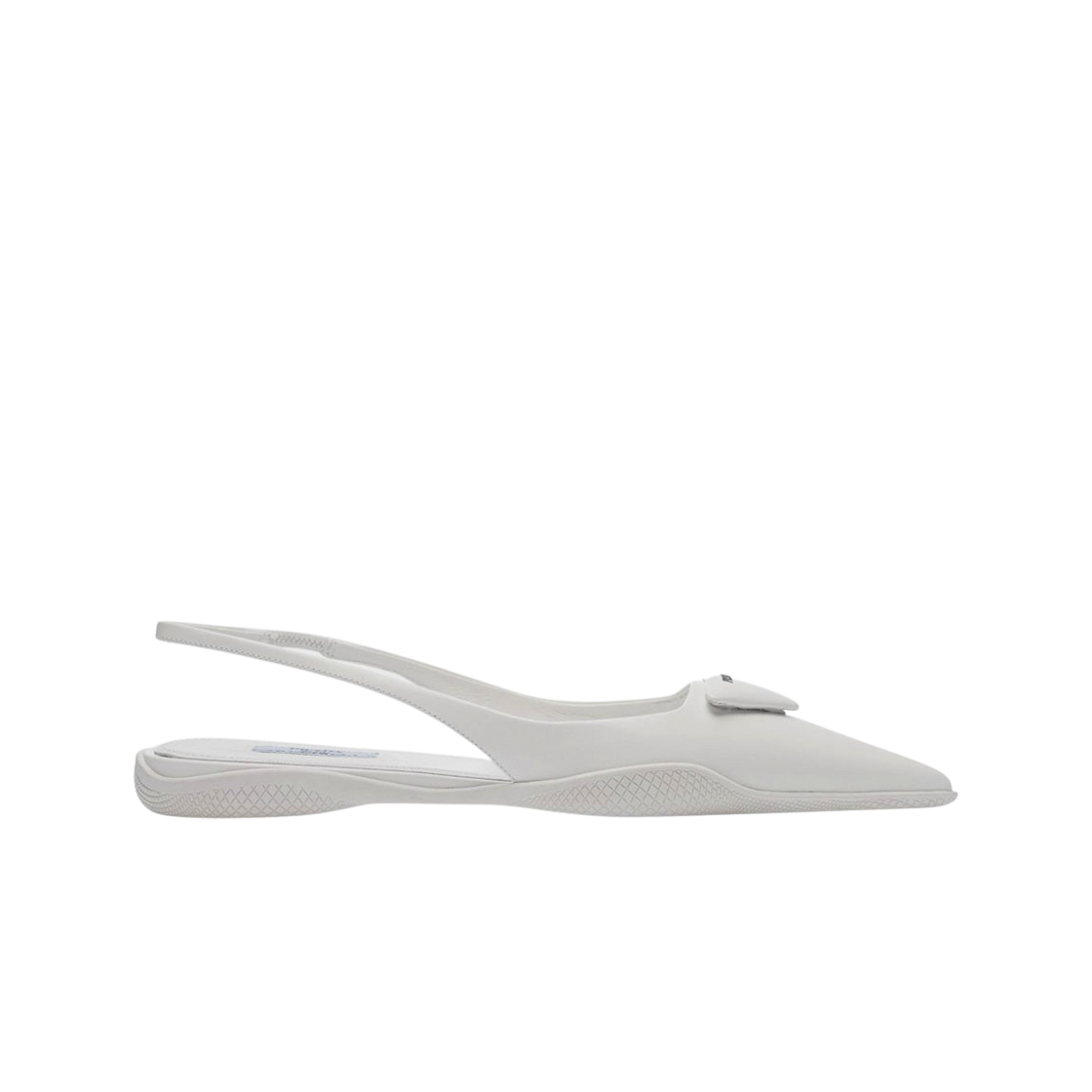 1F819M-055-F0009 (W) Prada Brushed Leather Slingback Ballerinas White