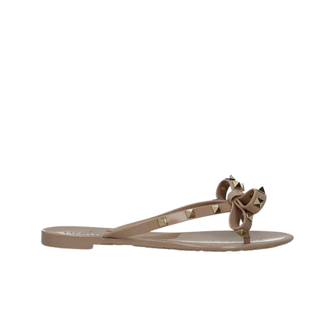 (W) 발렌티노 러버 락스터드 통 뿌드르((W) Valentino Rubber Rockstud Thong Poudre)