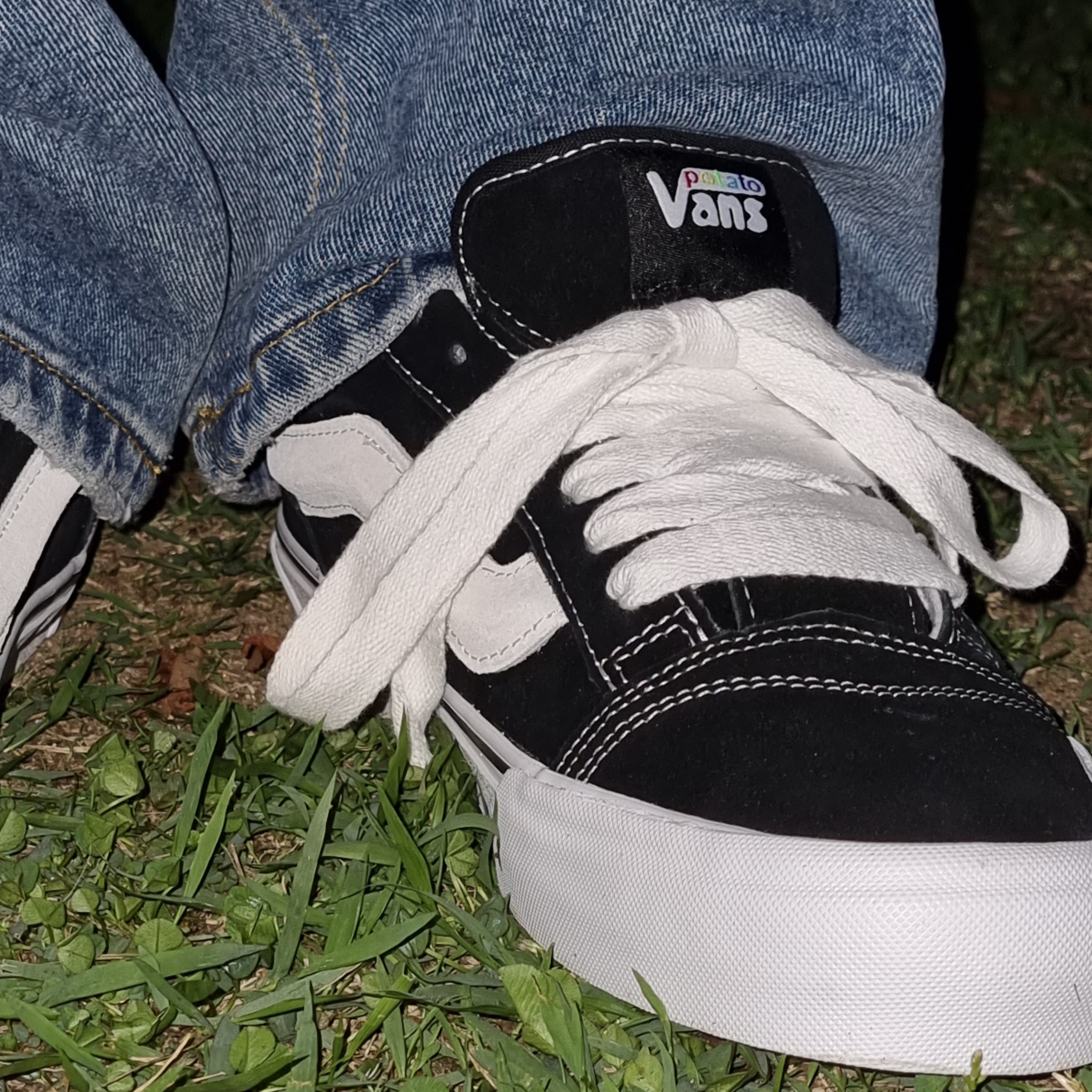 Vans Vault x Imran Potato Knu-Skool VR3 LX Black White 착용 스타일 - 1