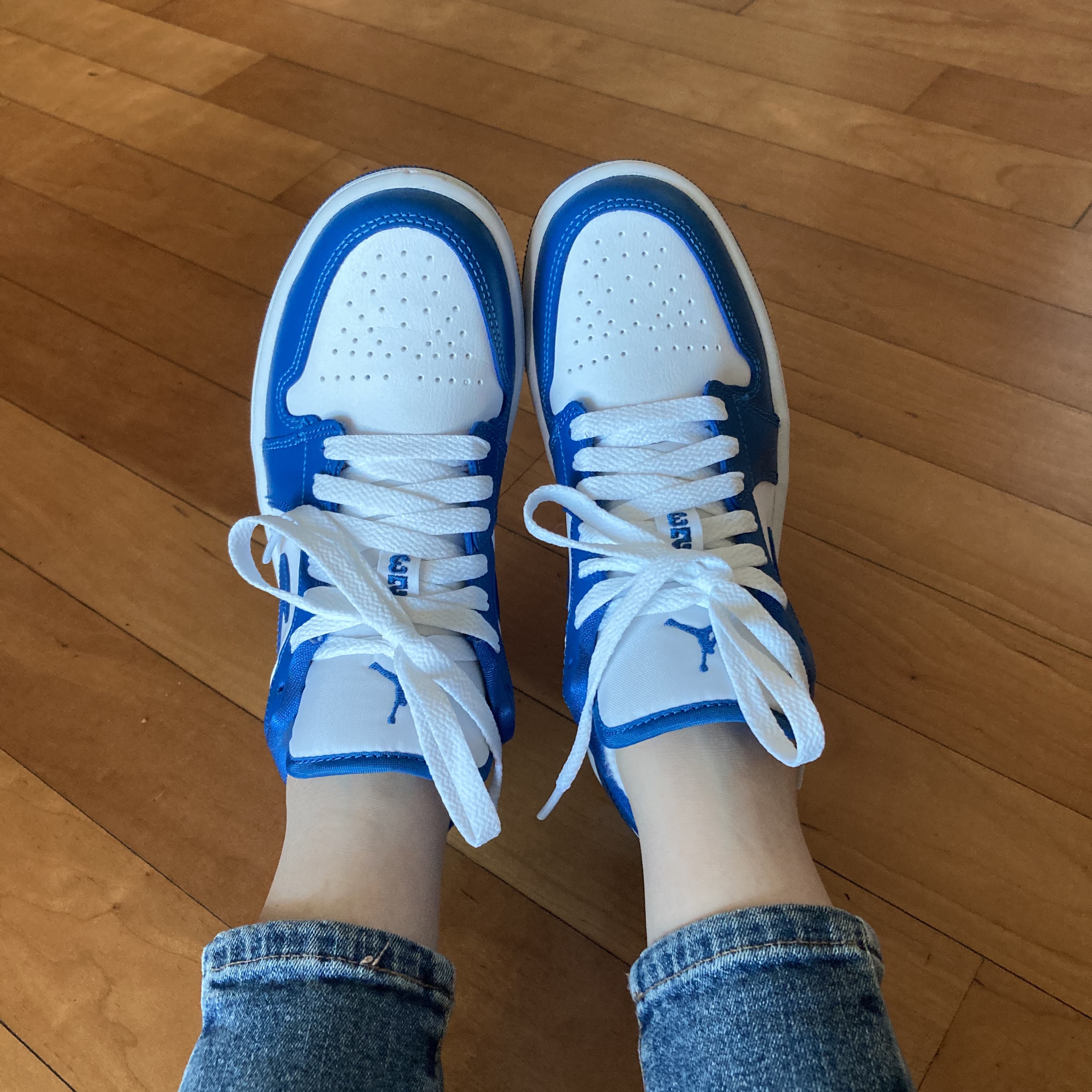(W) Jordan 1 Low White Dark Marina Blue 착용 스타일
