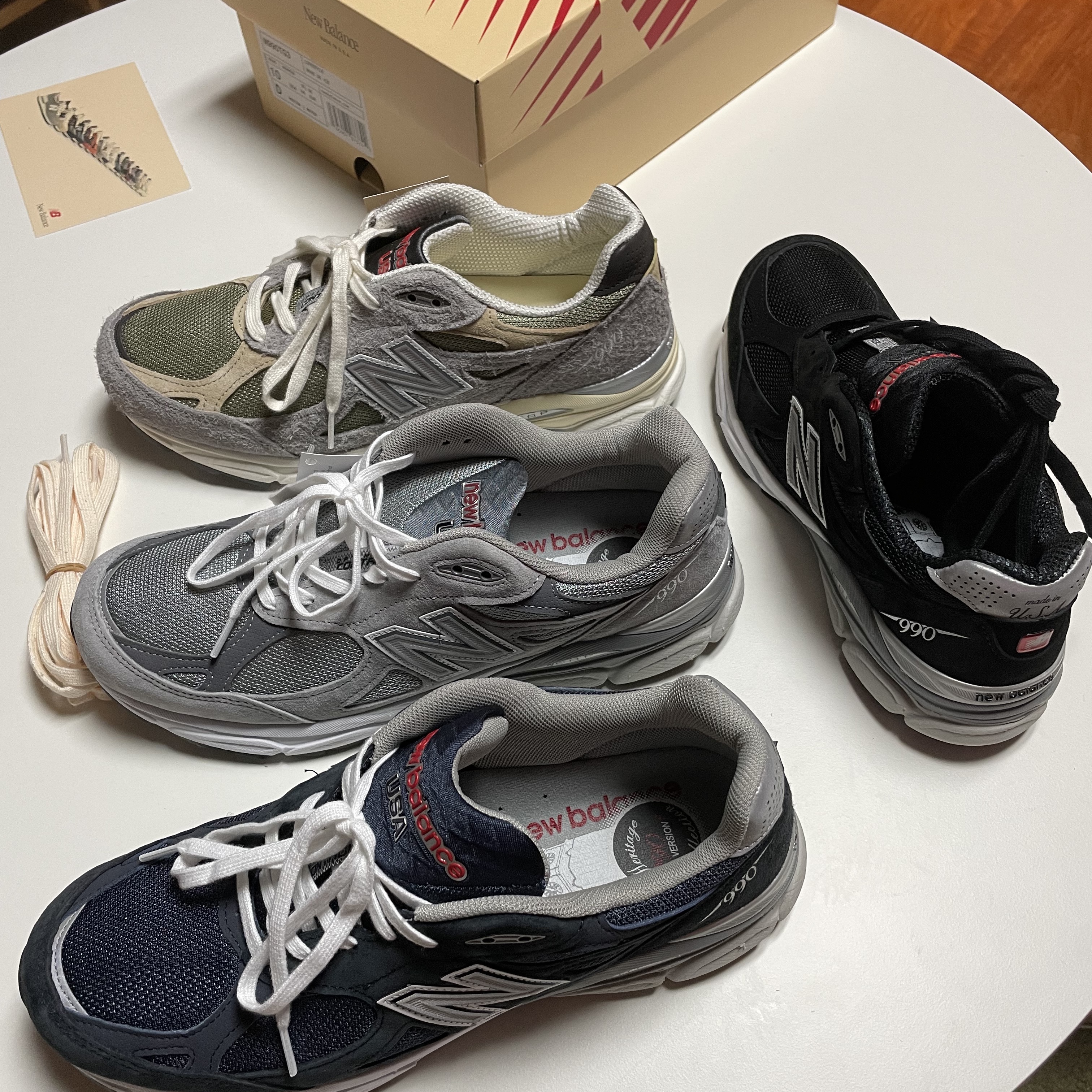 New Balance 990v3 Made in USA Marblehead Incense, New Balance 990v3 Made in USA Black - D Standard 착용 스타일 - 1