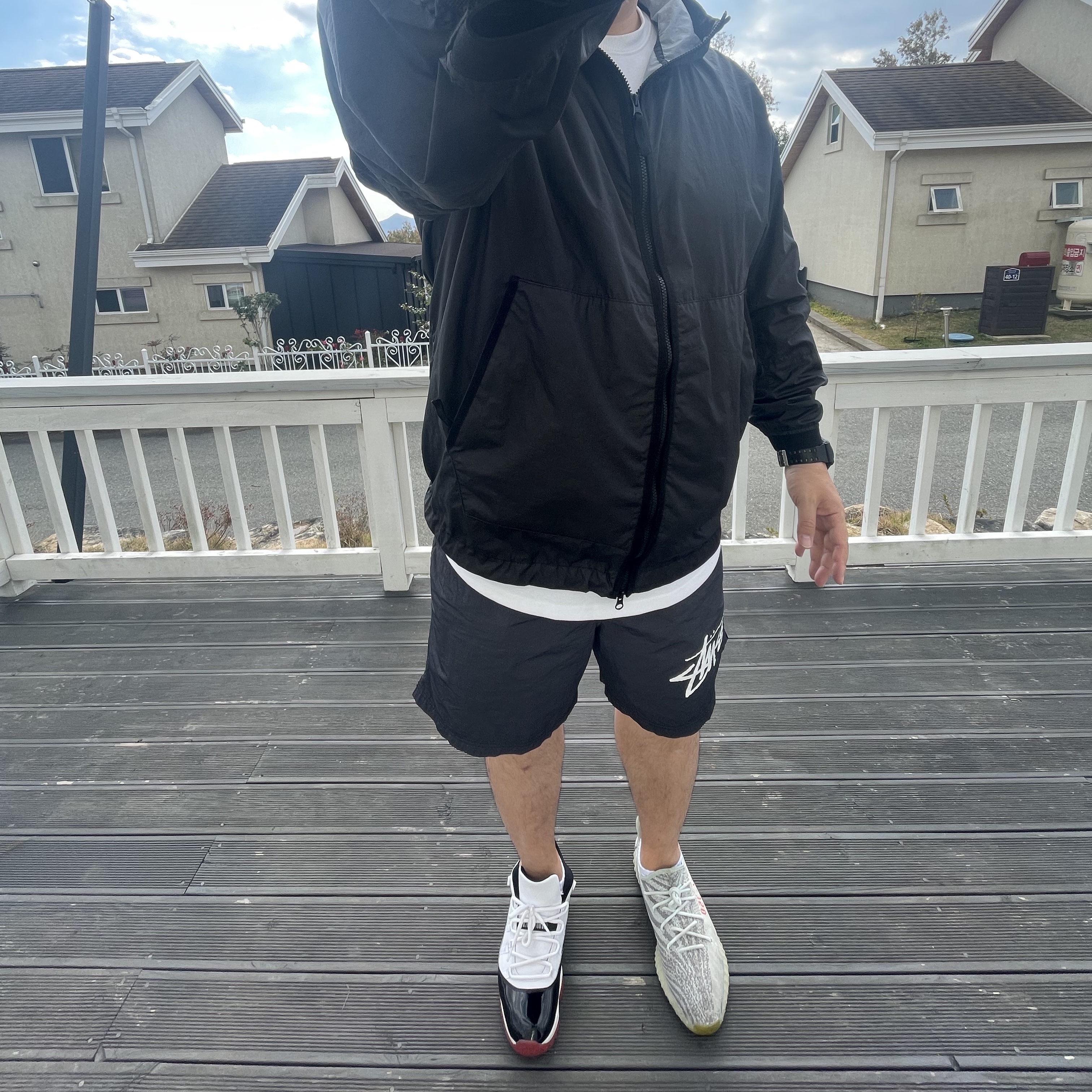 Stone Island 40523 Membrana 3L TC Jacket Black - 21SS, Nike x Stussy Water Shorts Off Noir 착용 스타일