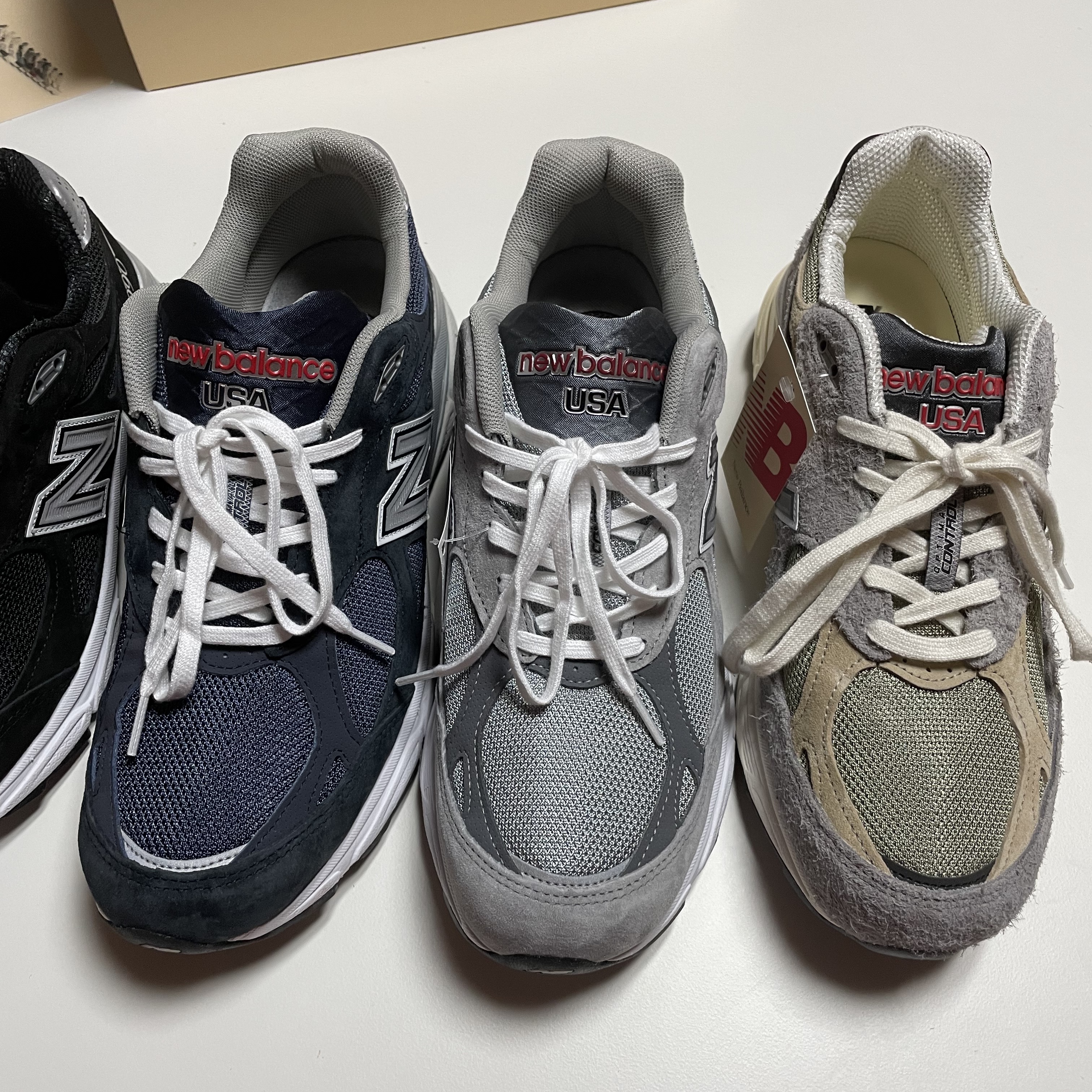 New Balance 990v3 Made in USA Marblehead Incense, New Balance 990v3 Made in USA Black - D Standard 착용 스타일 - 4