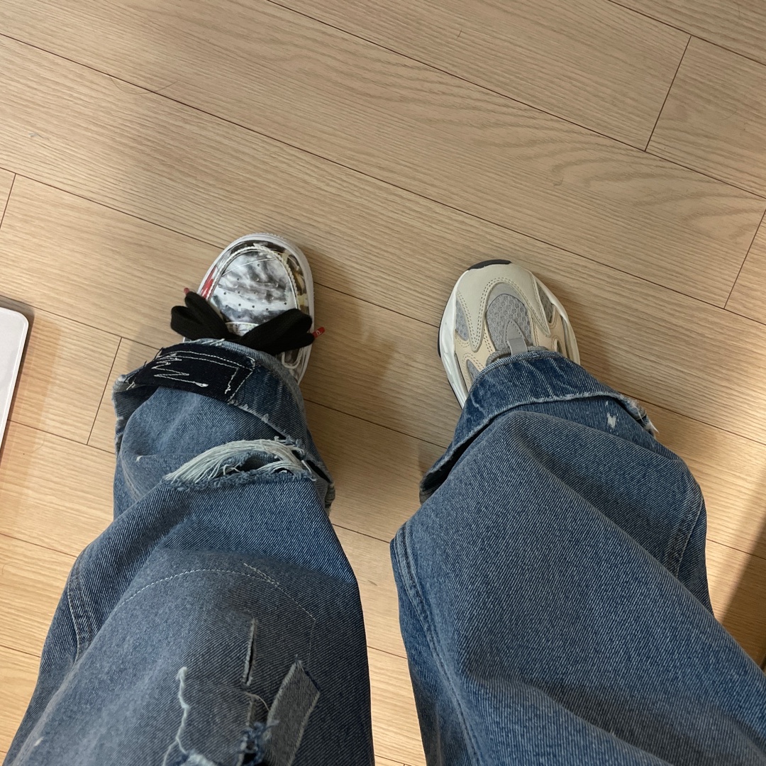 Zara x Ader Error Patchwork Jeans Blue, Nike x Peaceminusone Air Force 1 Low Para-Noise 2.0 착용 스타일