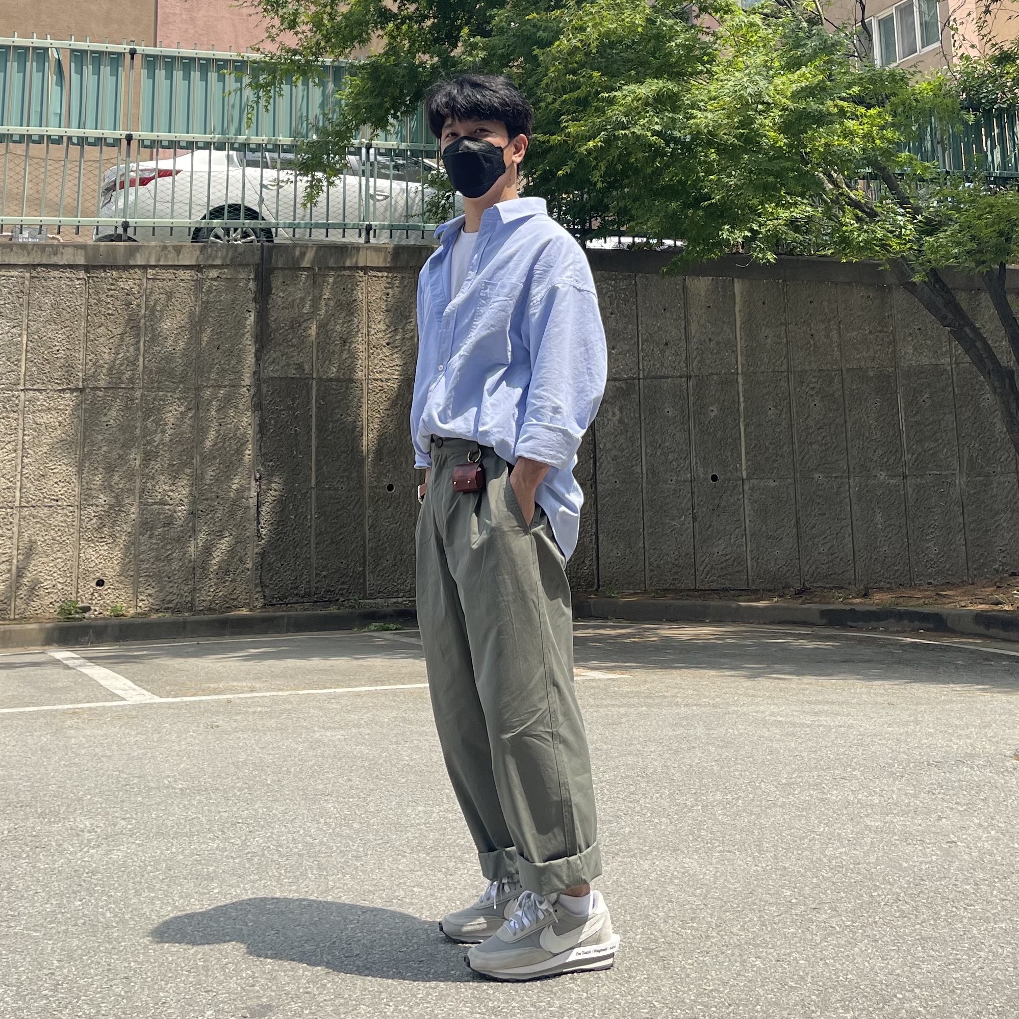 Nike x Sacai x Fragment LDWaffle Light Smoke Grey 착용 스타일