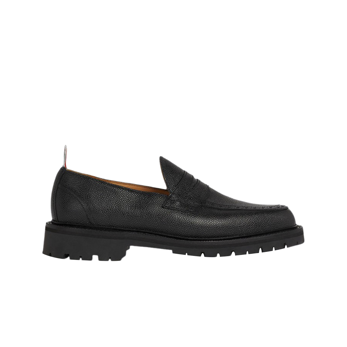 MFL066A-06257-001 Thom Browne Pebble Grain Leather Rubber Commando Sole Classic Penny Loafer Black