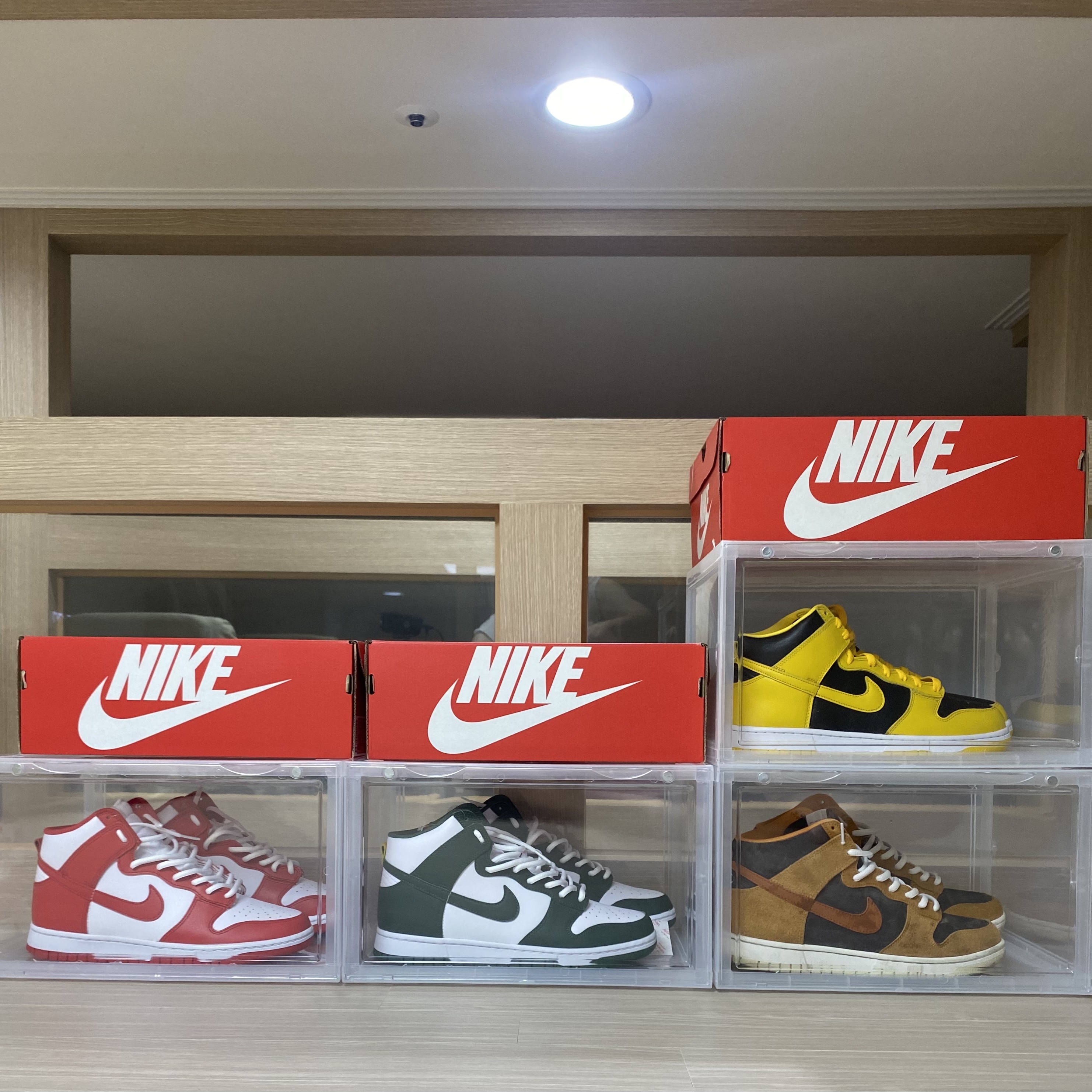 Nike Dunk High SP Varsity Maize, Nike Dunk High Retro Noble Green 착용 스타일