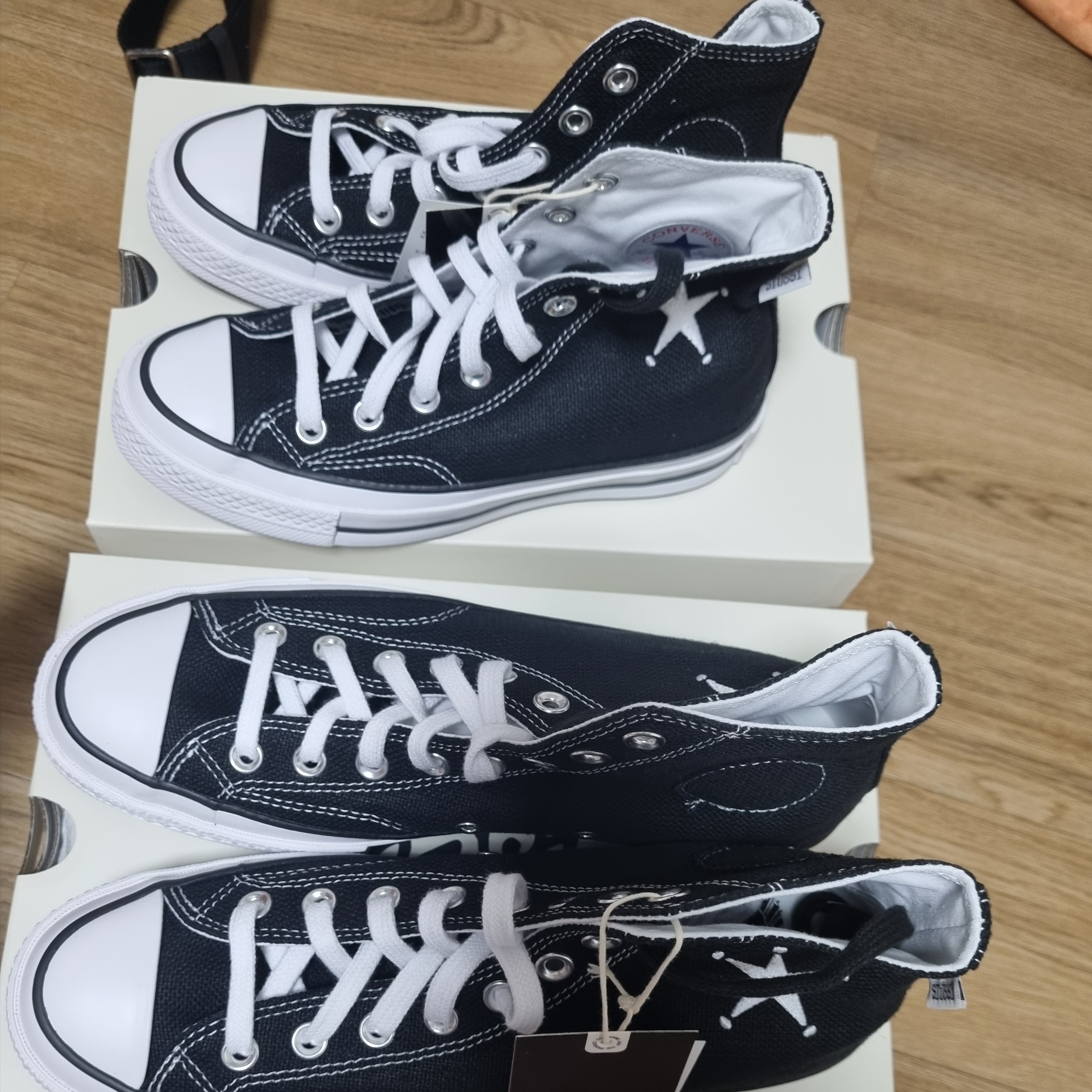 Converse x Stussy Chuck 70 High Black 착용 스타일