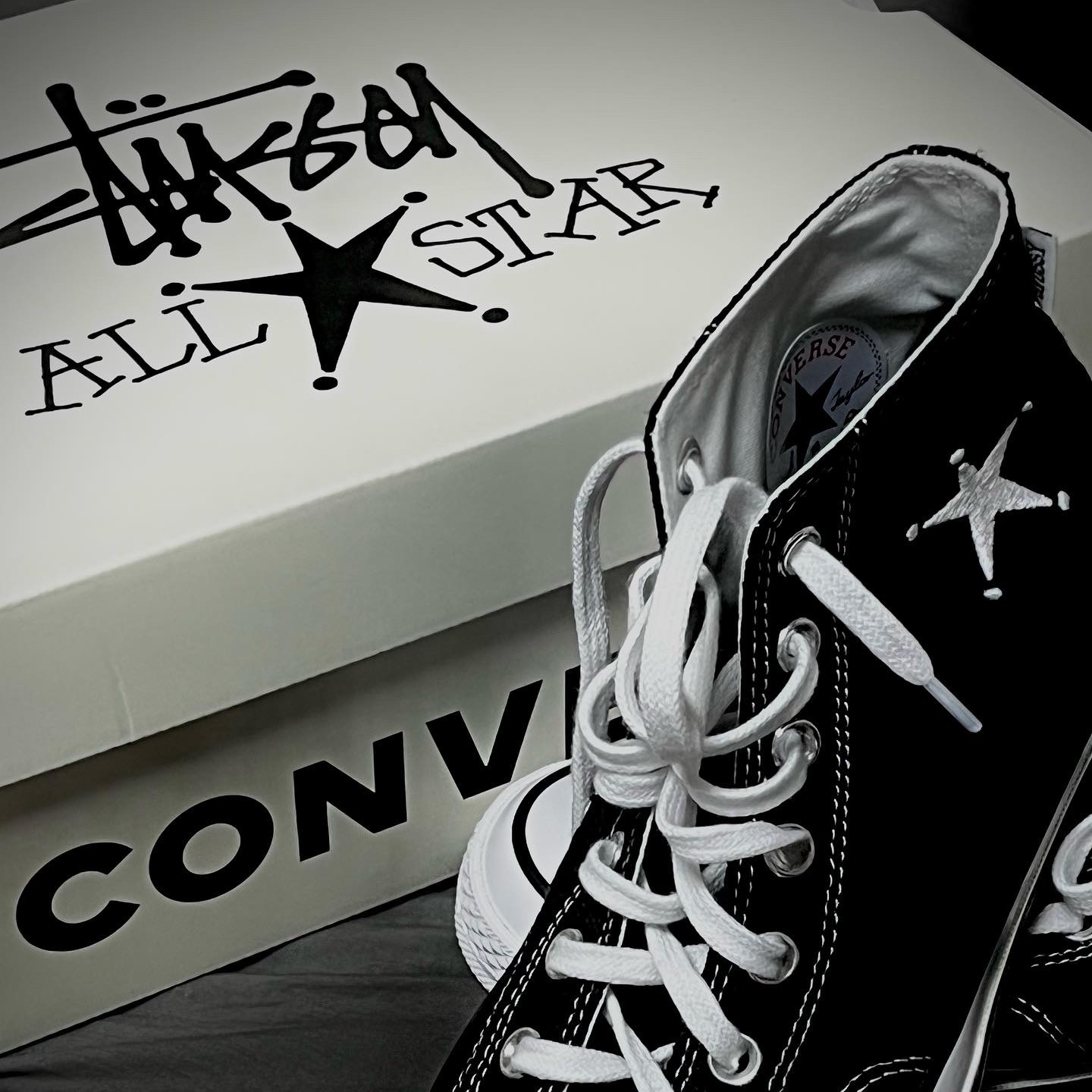 Converse x Stussy Chuck 70 High Black 착용 스타일 - 2
