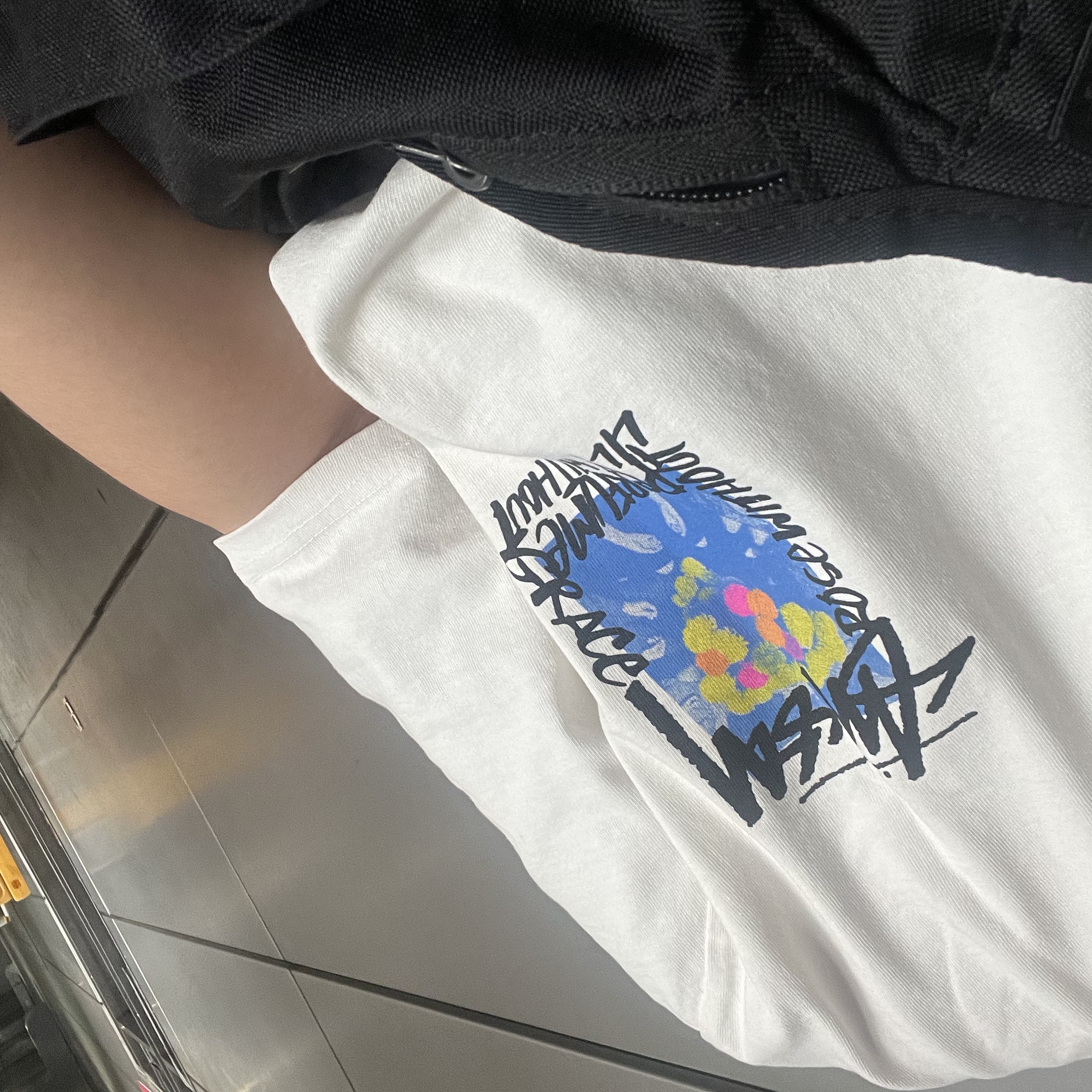 Stussy Camellias Pig. Dyed T-Shirt Natural 착용 스타일