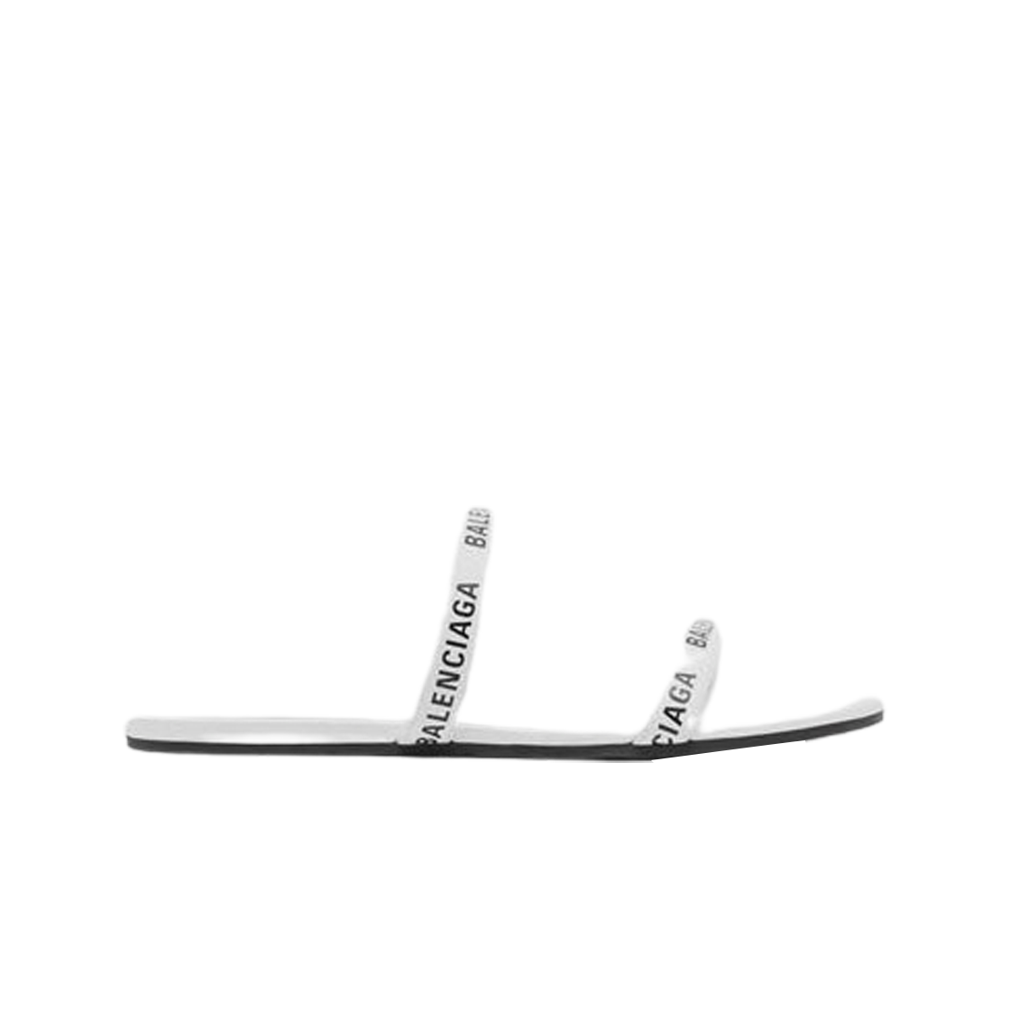 694999WCAE19010 (W) Balenciaga Smooth Calfskin Round Flat Sandal White