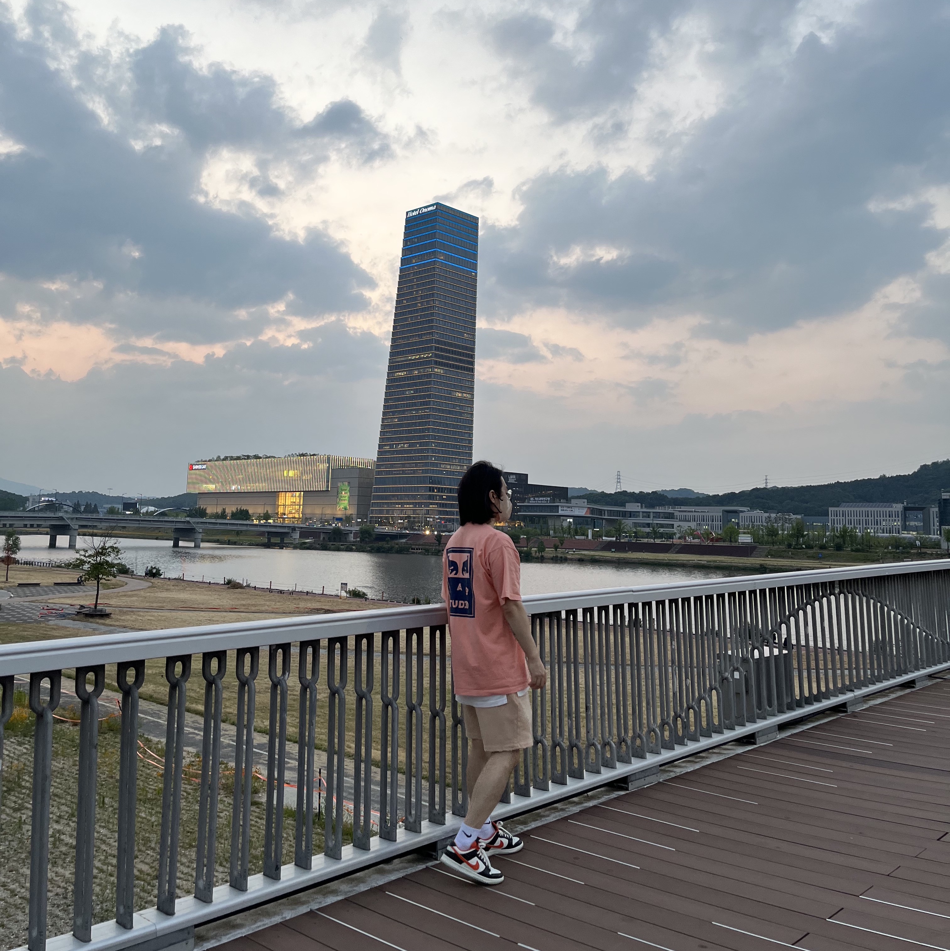 IAB Studio x Obey Eyes Icon T-Shirt Melon, Jordan x Union Fleece Shorts White Onyx - Asia 착용 스타일