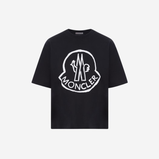 (W) 몽클레르 로고 티셔츠 블랙 - 22SS