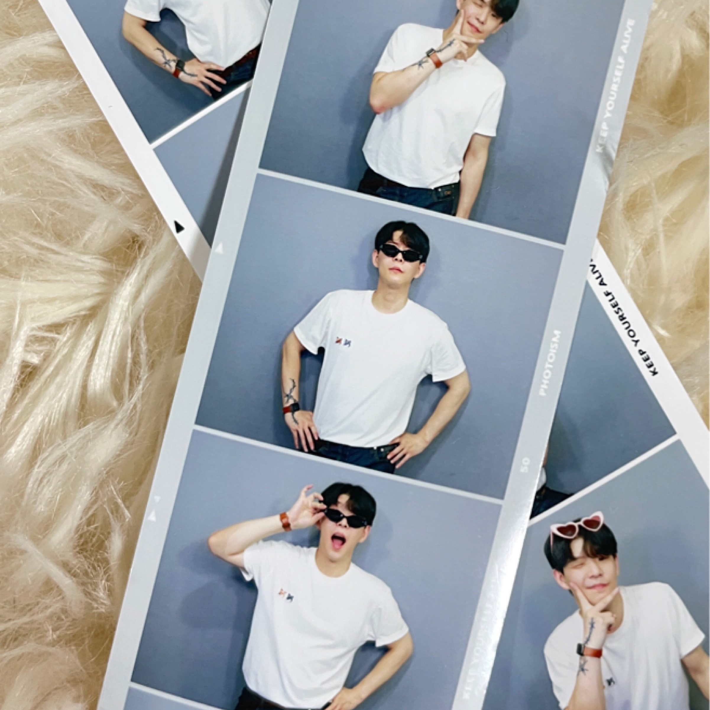 Maison Kitsune Double Fox Head Patch Classic T-Shirt Latte 착용 스타일