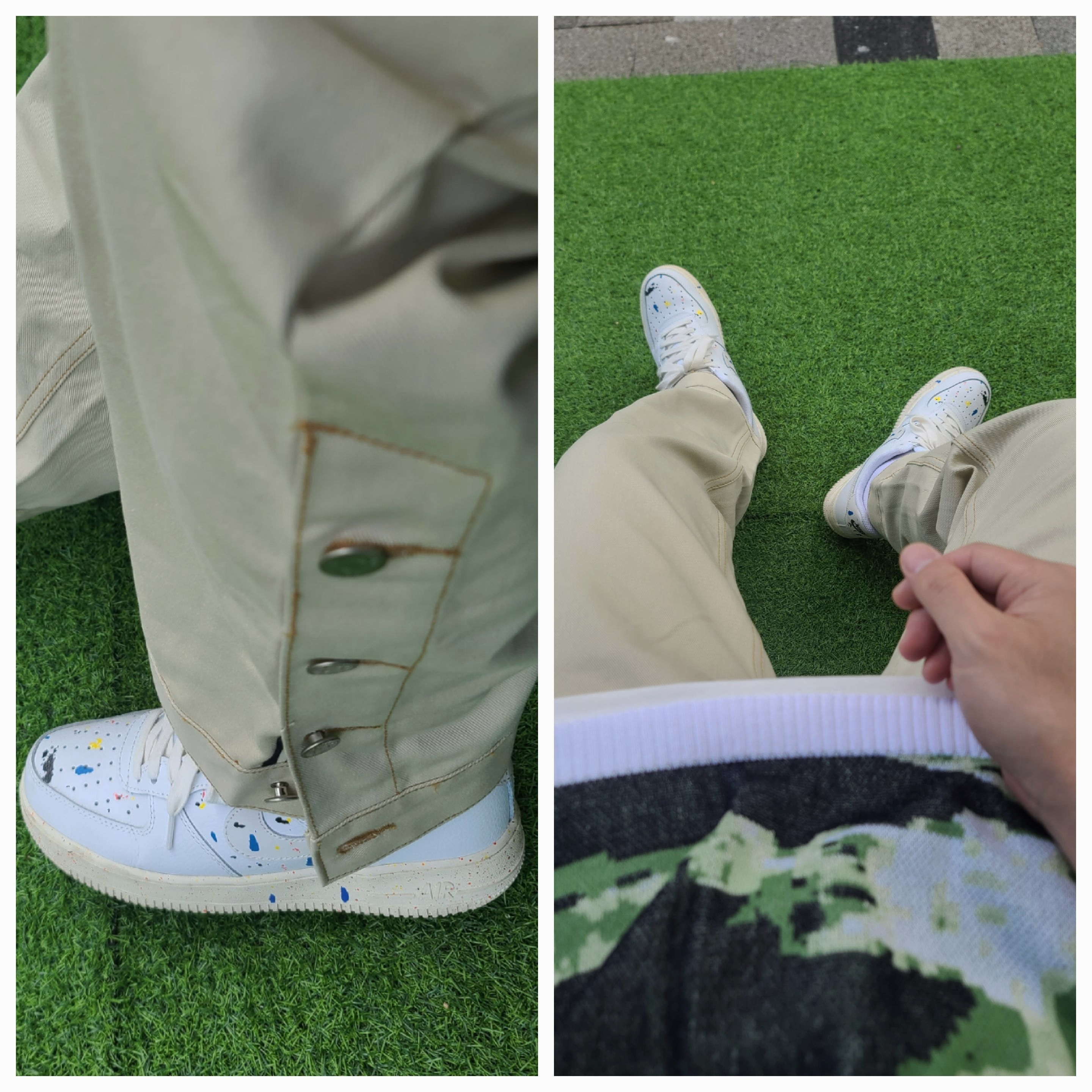 Nike Air Force 1 '07 LV8 Paint Splatter White 착용 스타일 - 2