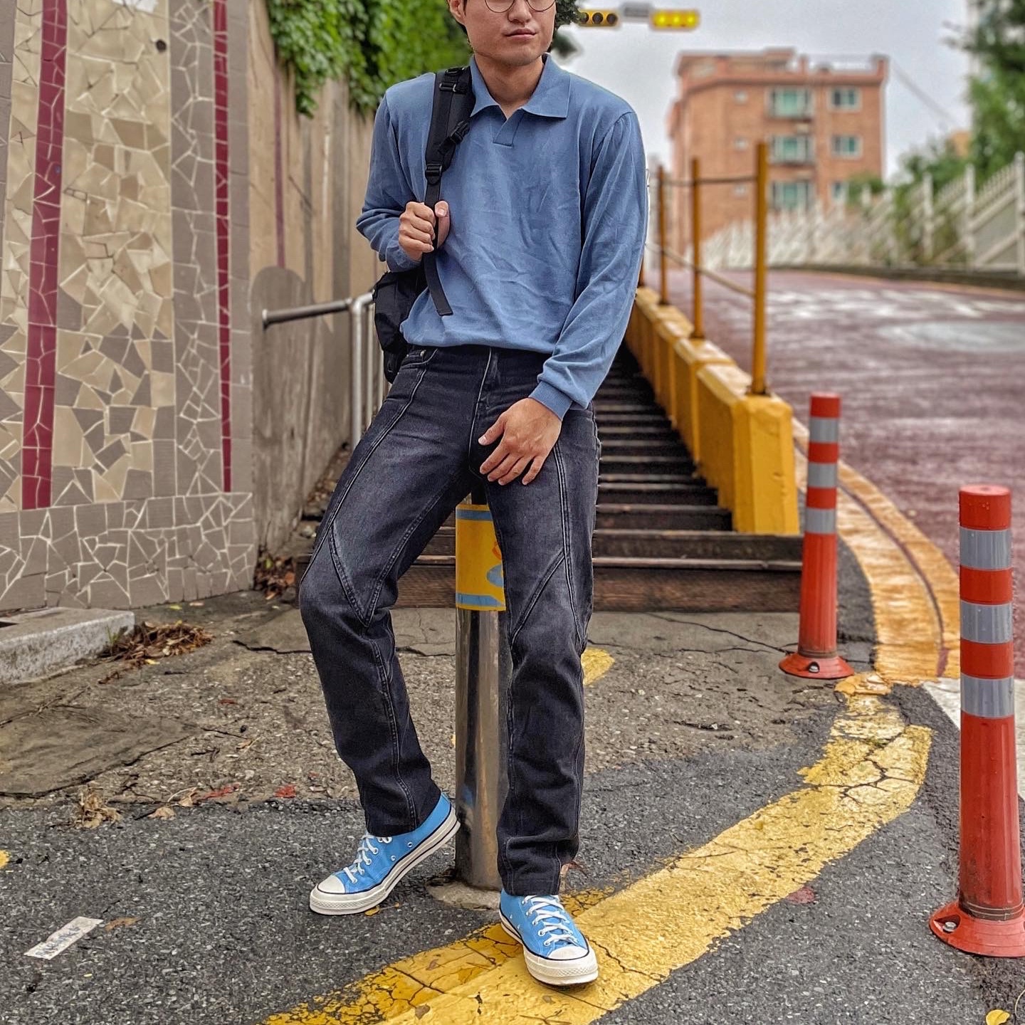 Converse Chuck 70 High Vintage Canvas University Blue 착용 스타일