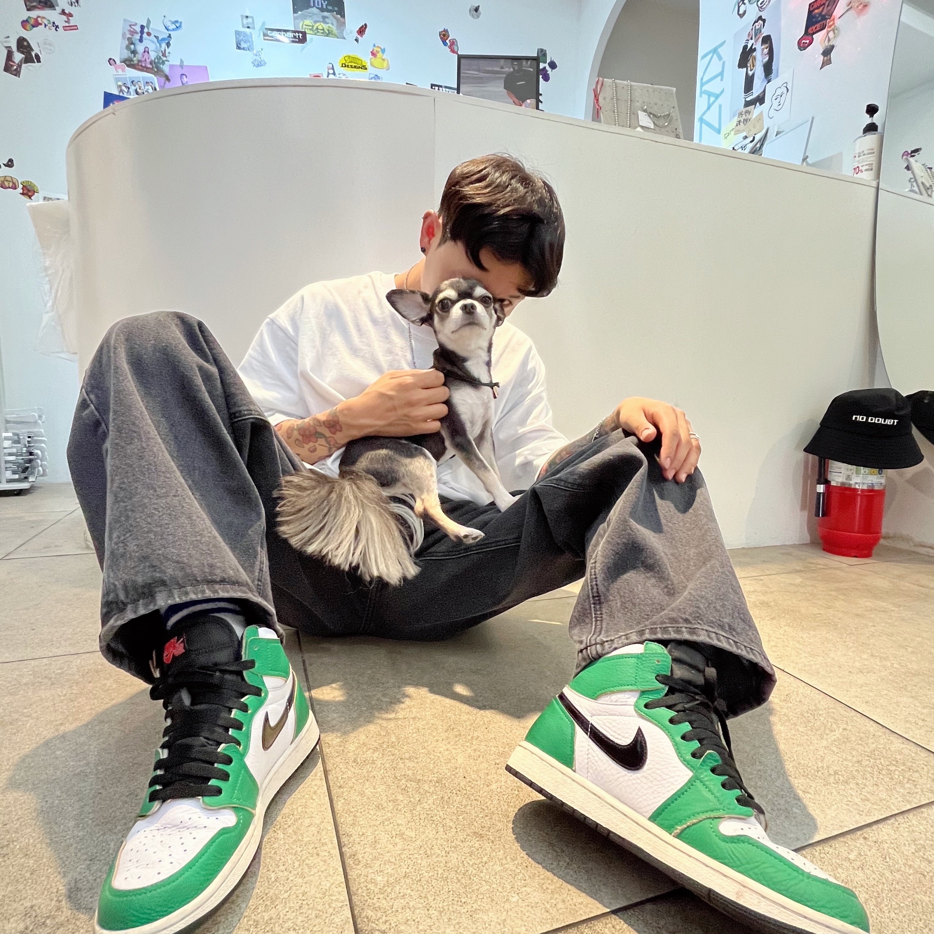 (W) Jordan 1 Retro High OG Lucky Green 착용 스타일 - 1