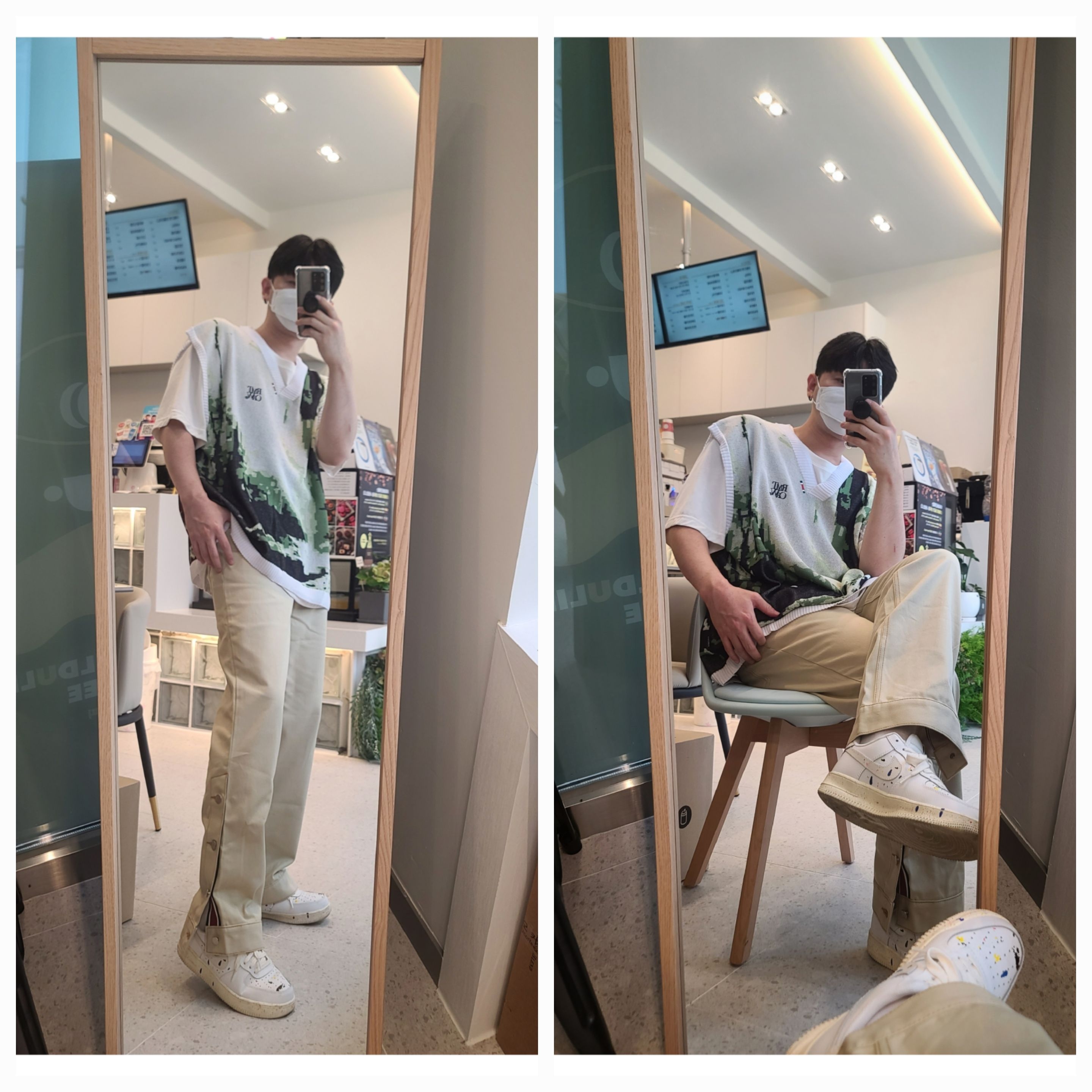 Nike Air Force 1 '07 LV8 Paint Splatter White 착용 스타일 - 1