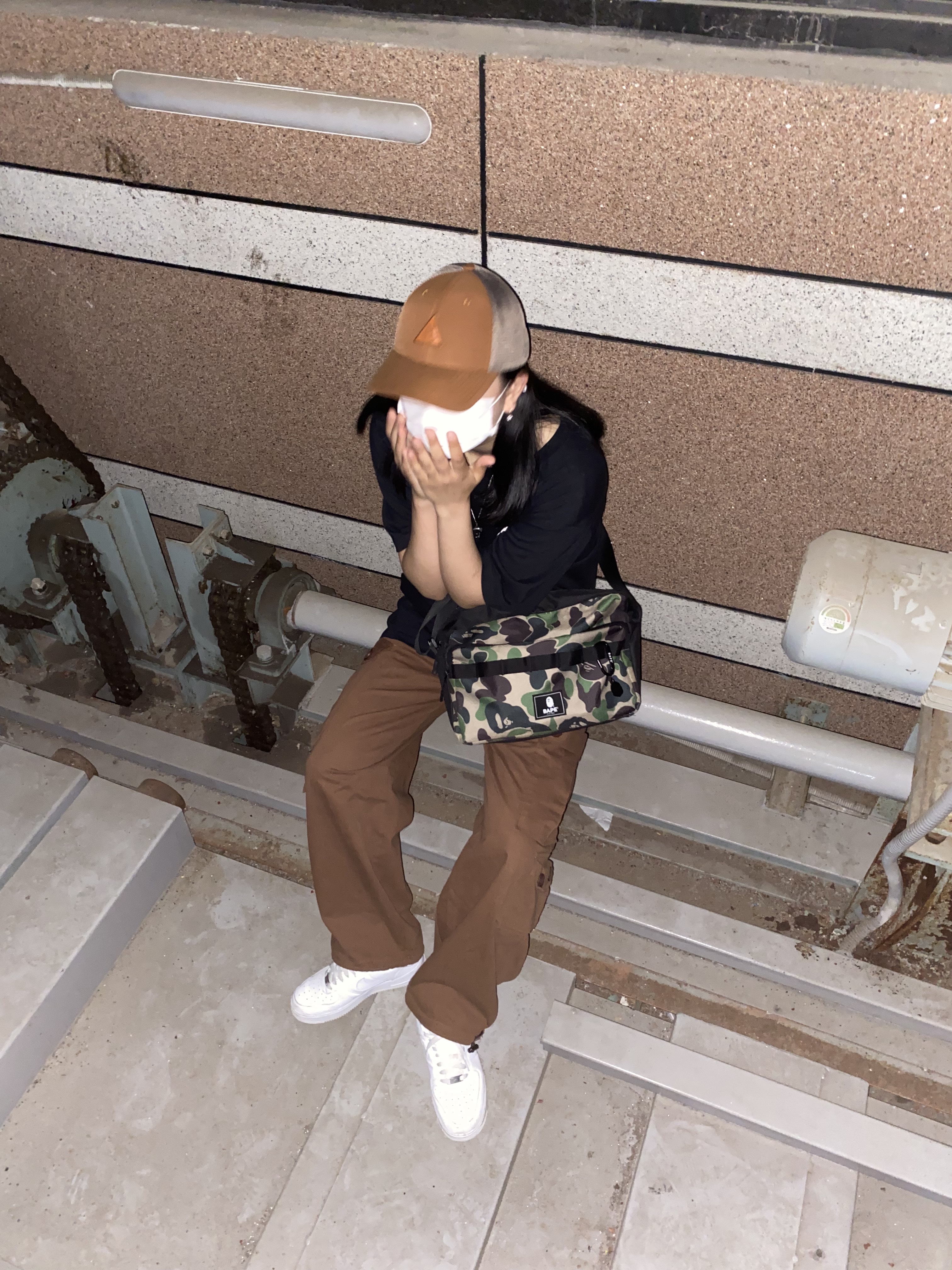 Nike ACG Legacy 91 Cap Pecan, Nike Air Force 1 '07 Low White 착용 스타일