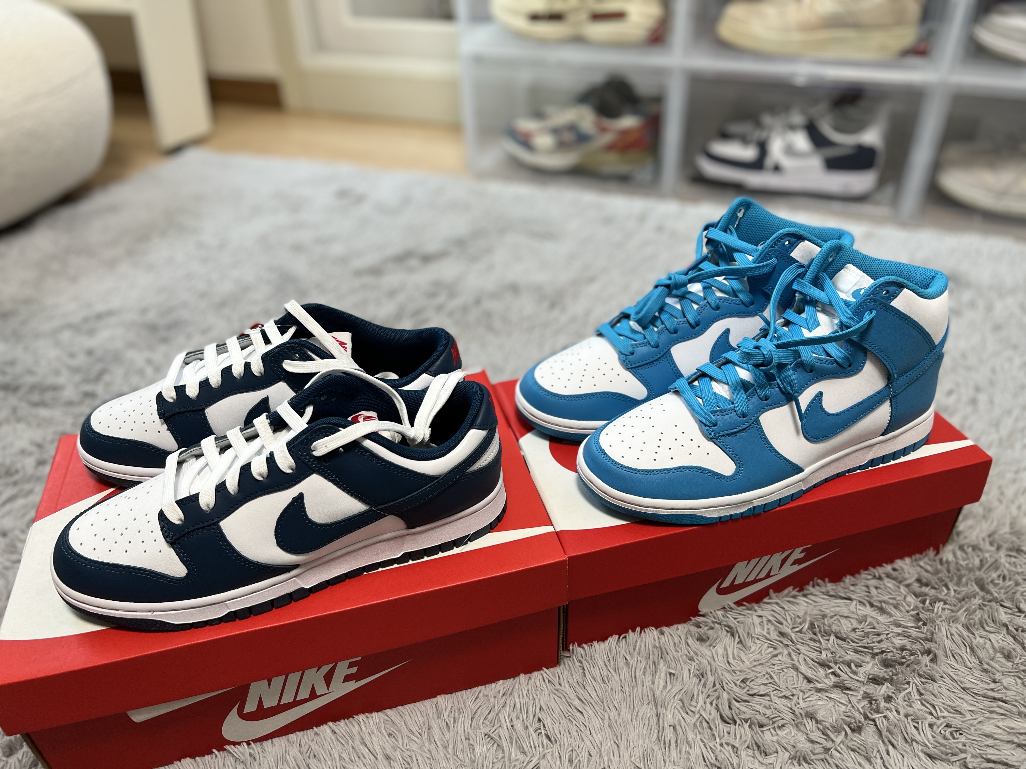 Nike Dunk High Retro Championship Blue, Nike Dunk Low Retro Valerian Blue 착용 스타일 - 1