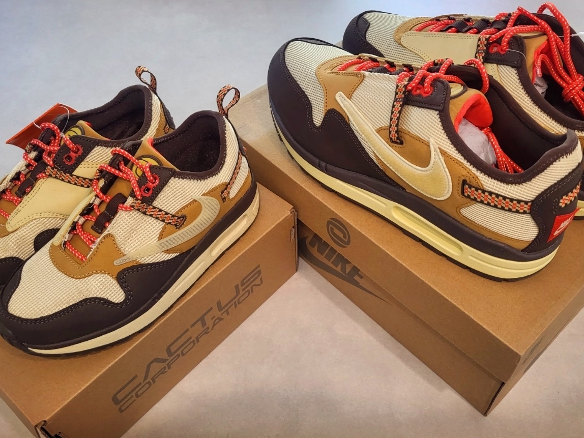 (PS) Nike x Travis Scott Air Max 1 Cact.us Brown, Nike x Travis Scott Air Max 1 Cact.us Brown 착용 스타일 - 2