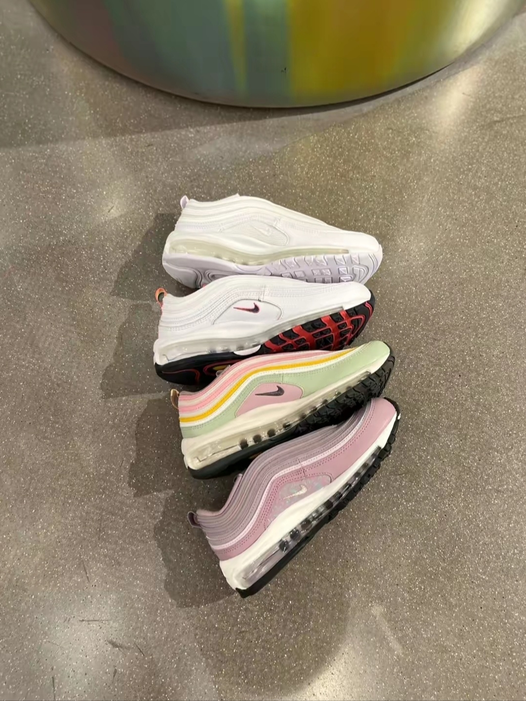 (W) Nike Air Max 97 White Thunder Blue 착용 스타일 - 4
