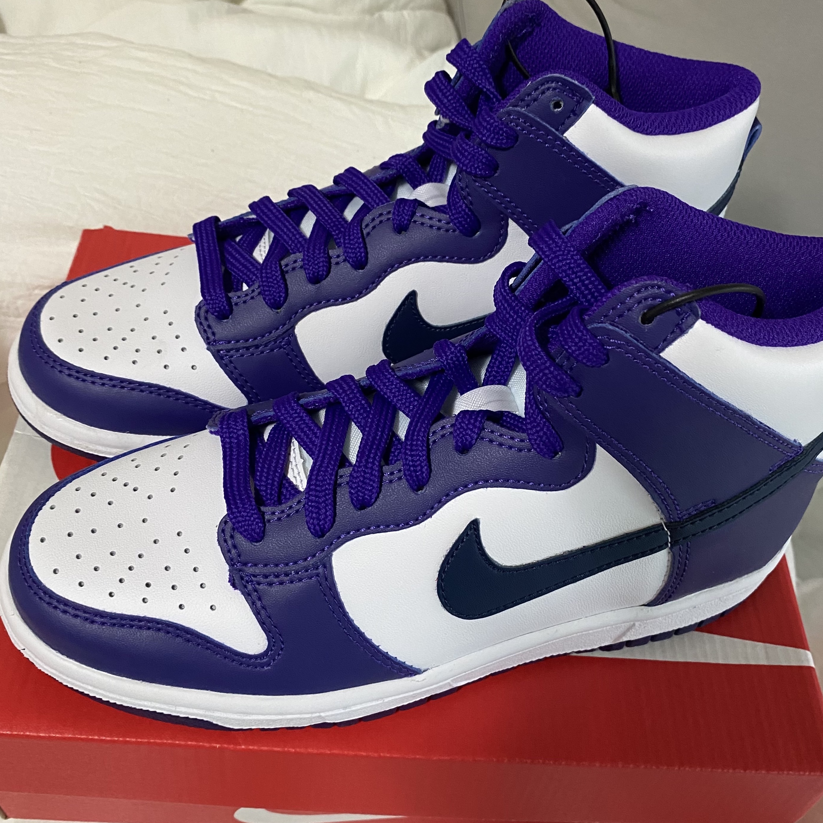 (GS) Nike Dunk High White Midnight Navy 착용 스타일