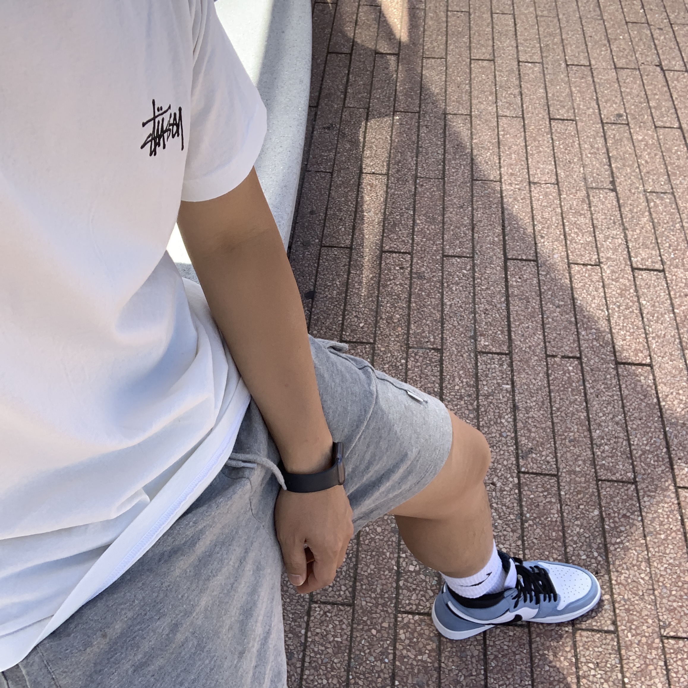 Jordan 1 Retro High OG University Blue, Stussy Basic Stussy Pigment Dyed T-Shirt Natural 2022 착용 스타일