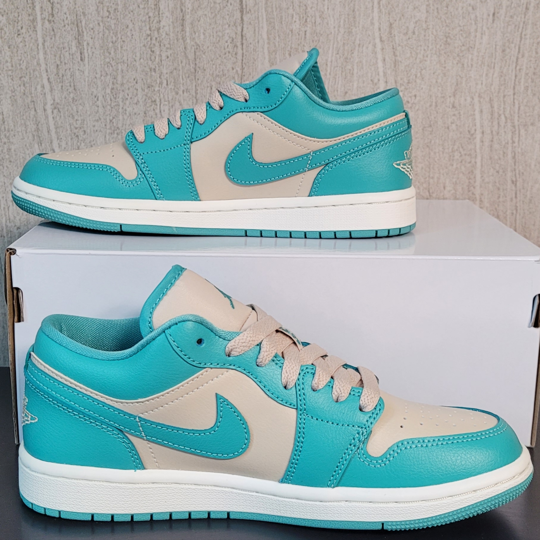 (W) Jordan 1 Low Sanddrift Washed Teal 착용 스타일 - 1