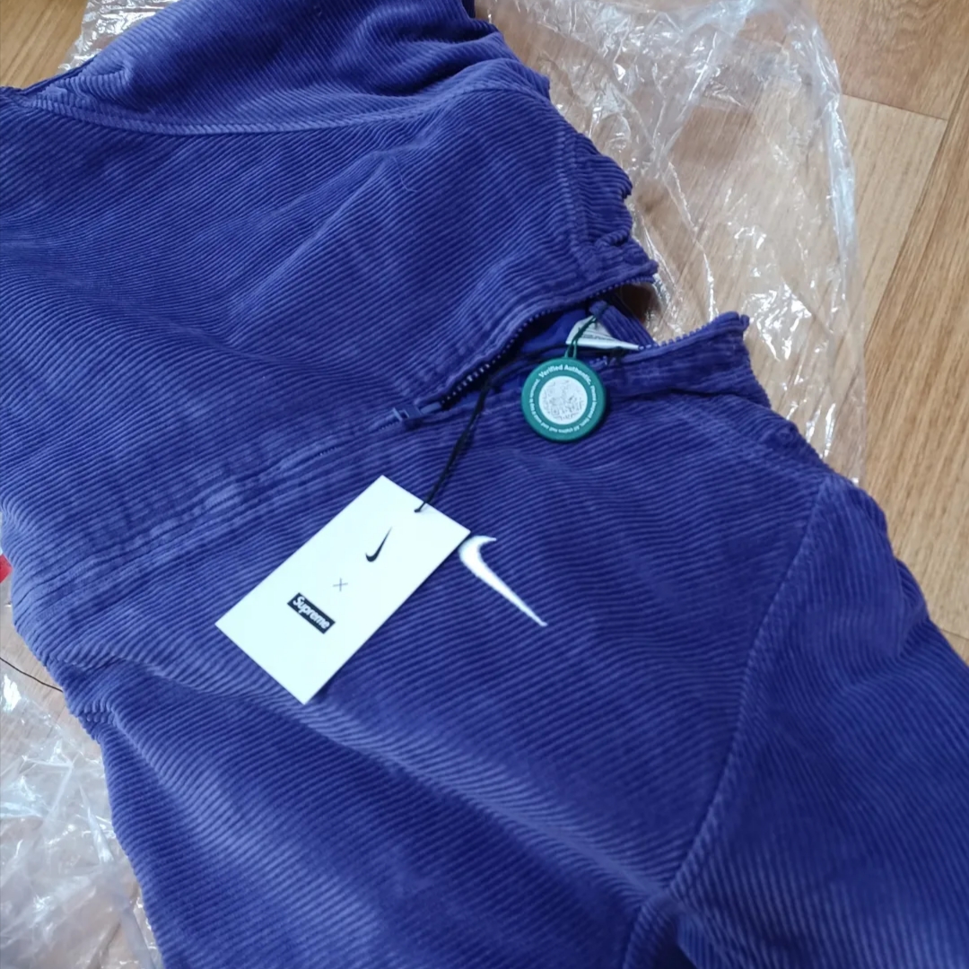 Supreme x Nike Arc Corduroy Hooded Jacket Purple - 22SS, Supreme x Nike Arc Corduroy Cargo Pants Black - 22SS 착용 스타일 - 2