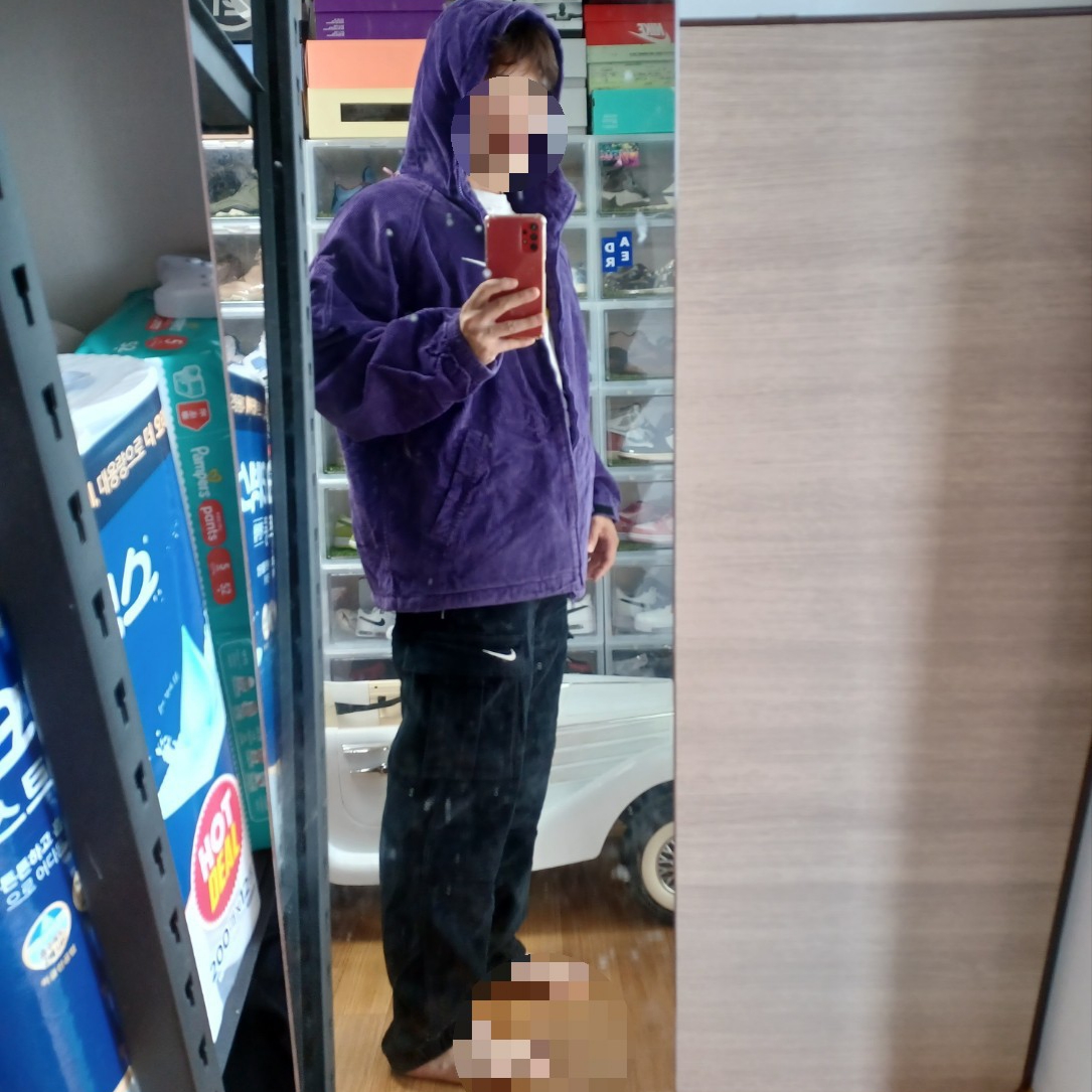 Supreme x Nike Arc Corduroy Hooded Jacket Purple - 22SS, Supreme x Nike Arc Corduroy Cargo Pants Black - 22SS 착용 스타일 - 1