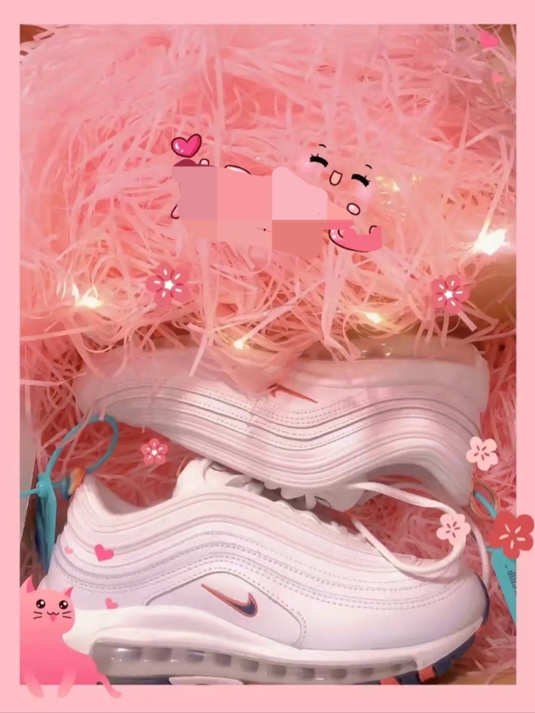 (W) Nike Air Max 97 White Thunder Blue 착용 스타일