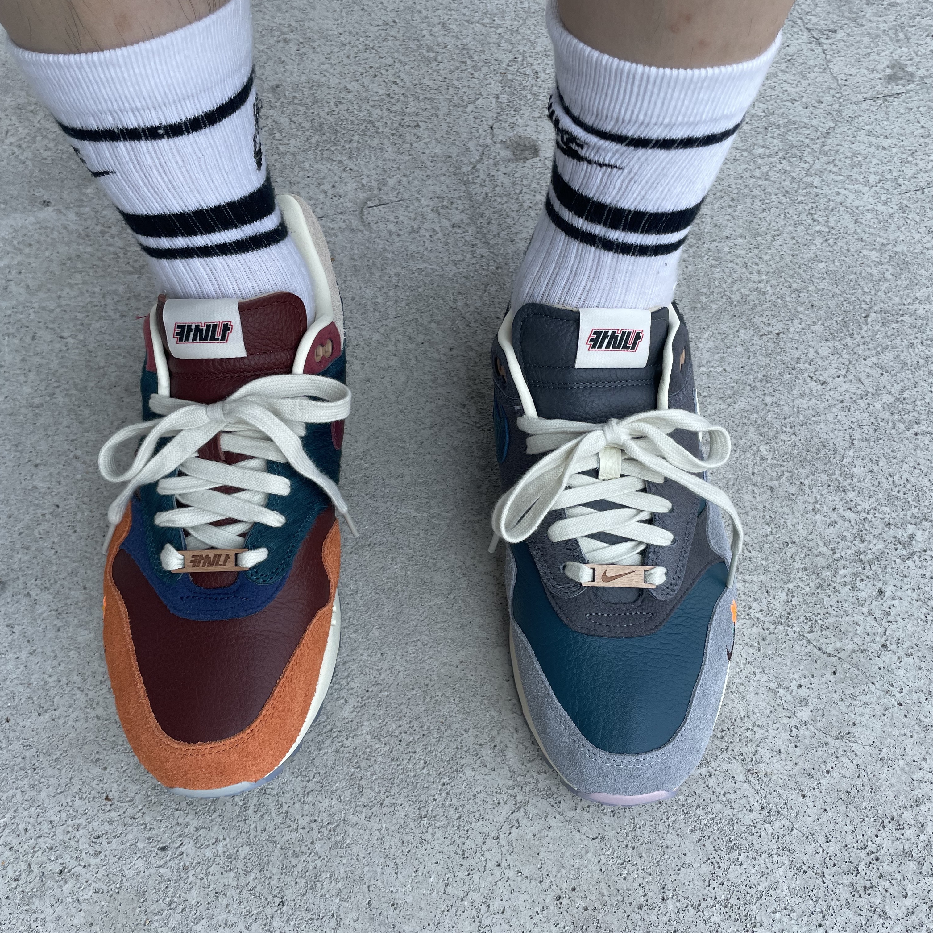 Nike x Kasina Air Max 1 SP Won-Ang Particle Grey, Nike x Kasina Air Max 1 SP Won-Ang Orange 착용 스타일 - 5