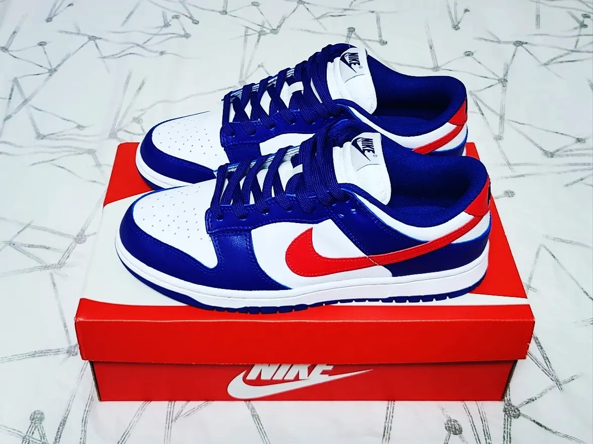 (W) Nike Dunk Low White and University Red 착용 스타일 - 2