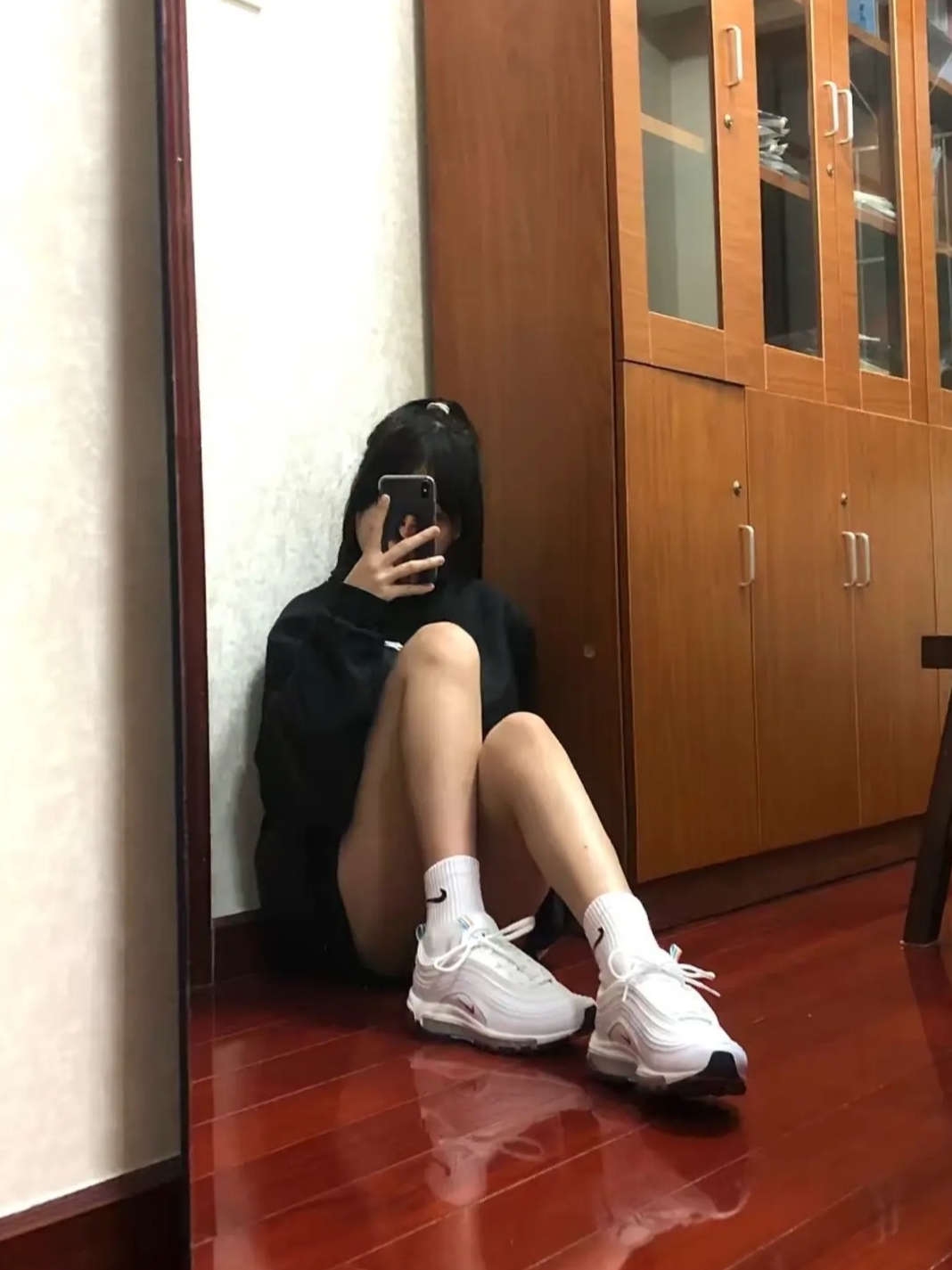 (W) Nike Air Max 97 White Thunder Blue 착용 스타일